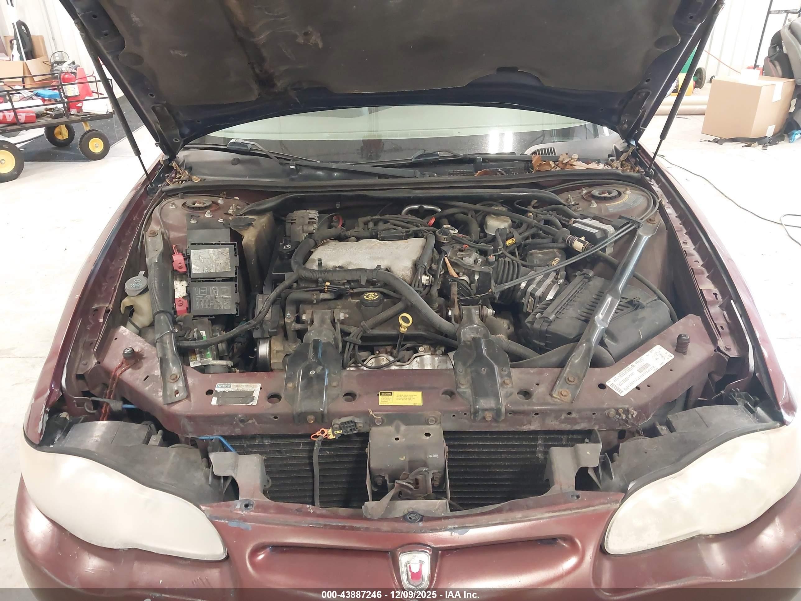 2001 Chevrolet Monte Carlo Ls Burgundy vin: 2G1WW12E619373440