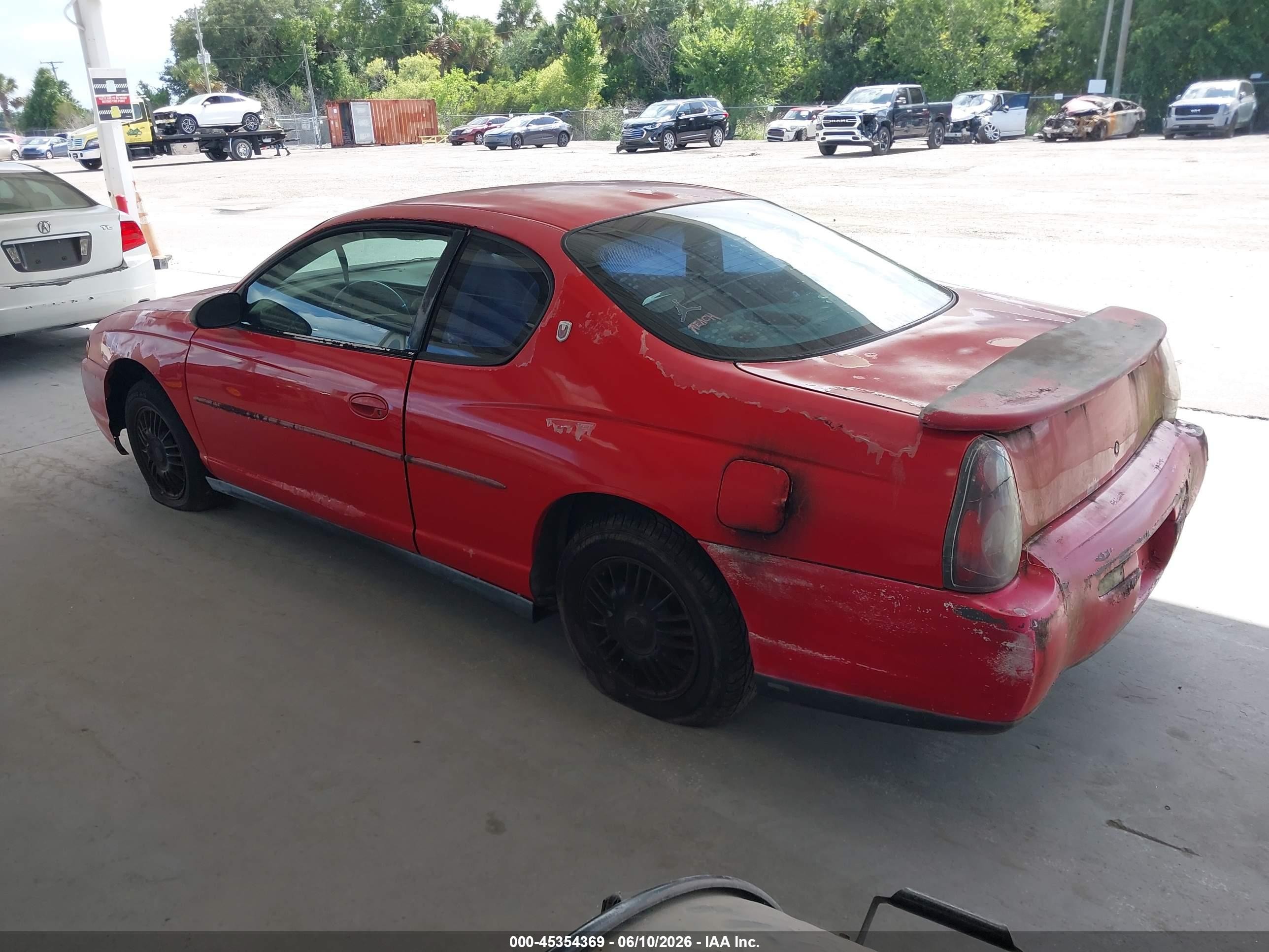 2002 Chevrolet Monte Carlo Ls Red vin: 2G1WW12E629130017
