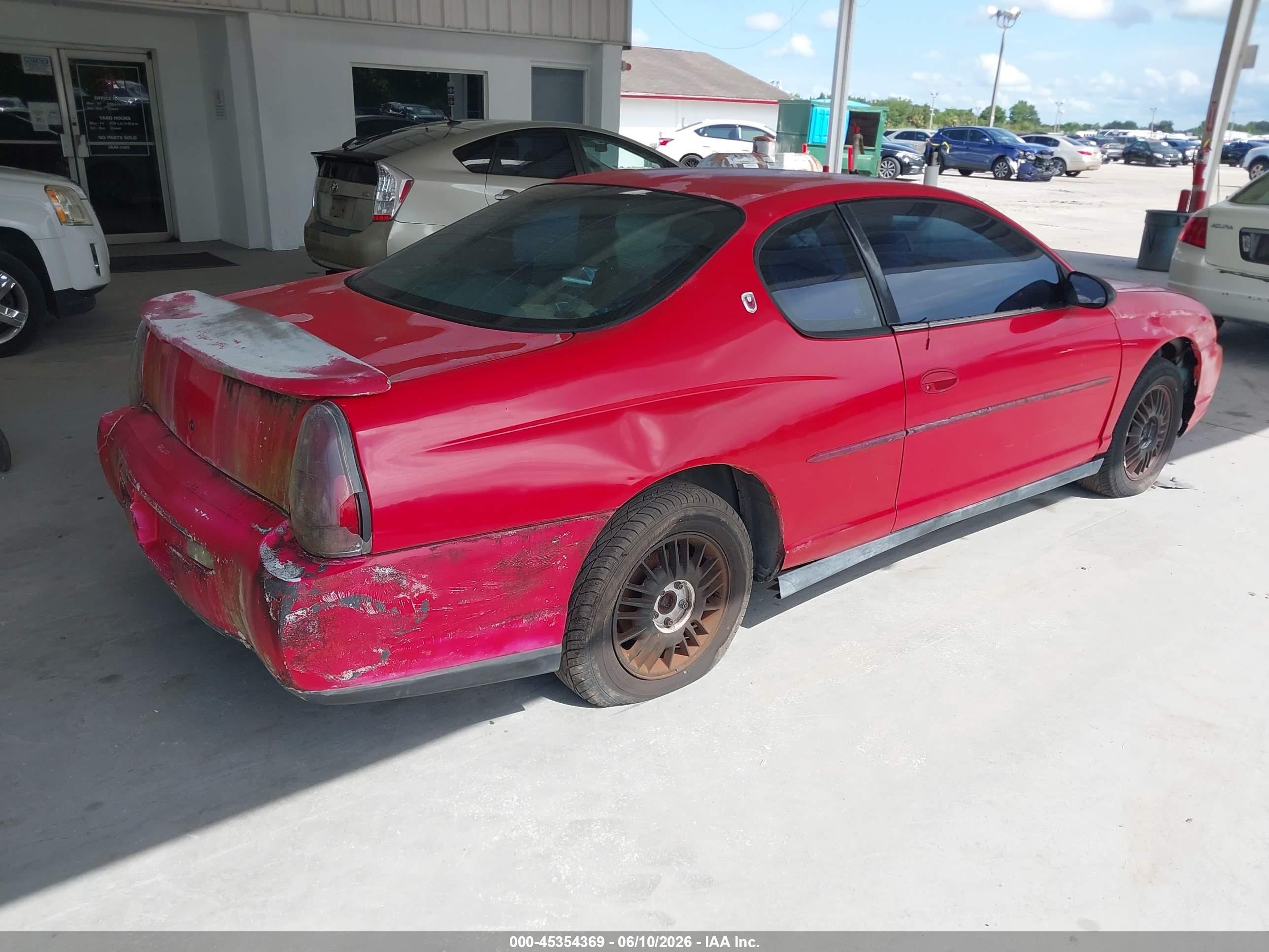 2002 Chevrolet Monte Carlo Ls Red vin: 2G1WW12E629130017