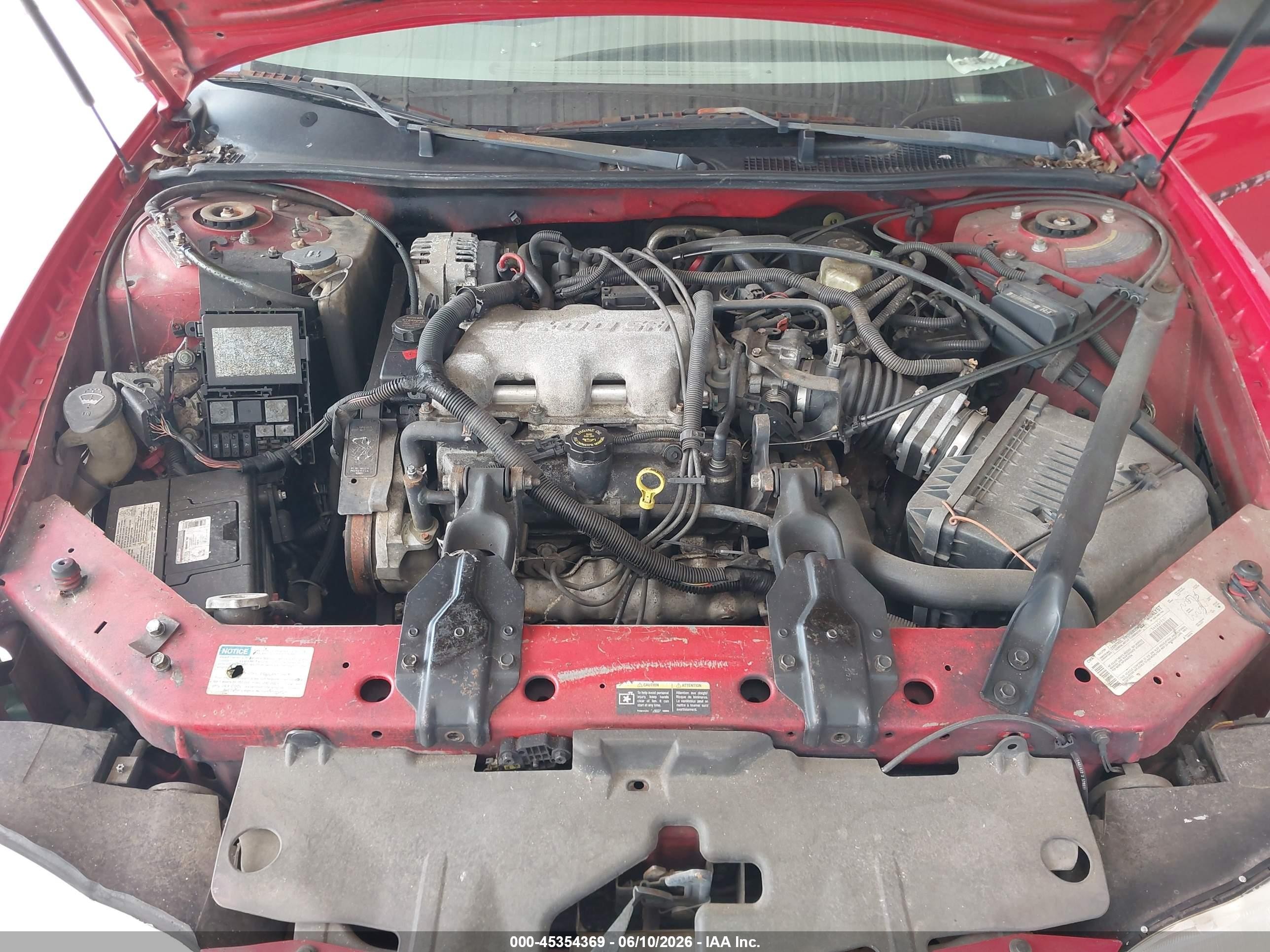 2002 Chevrolet Monte Carlo Ls Red vin: 2G1WW12E629130017