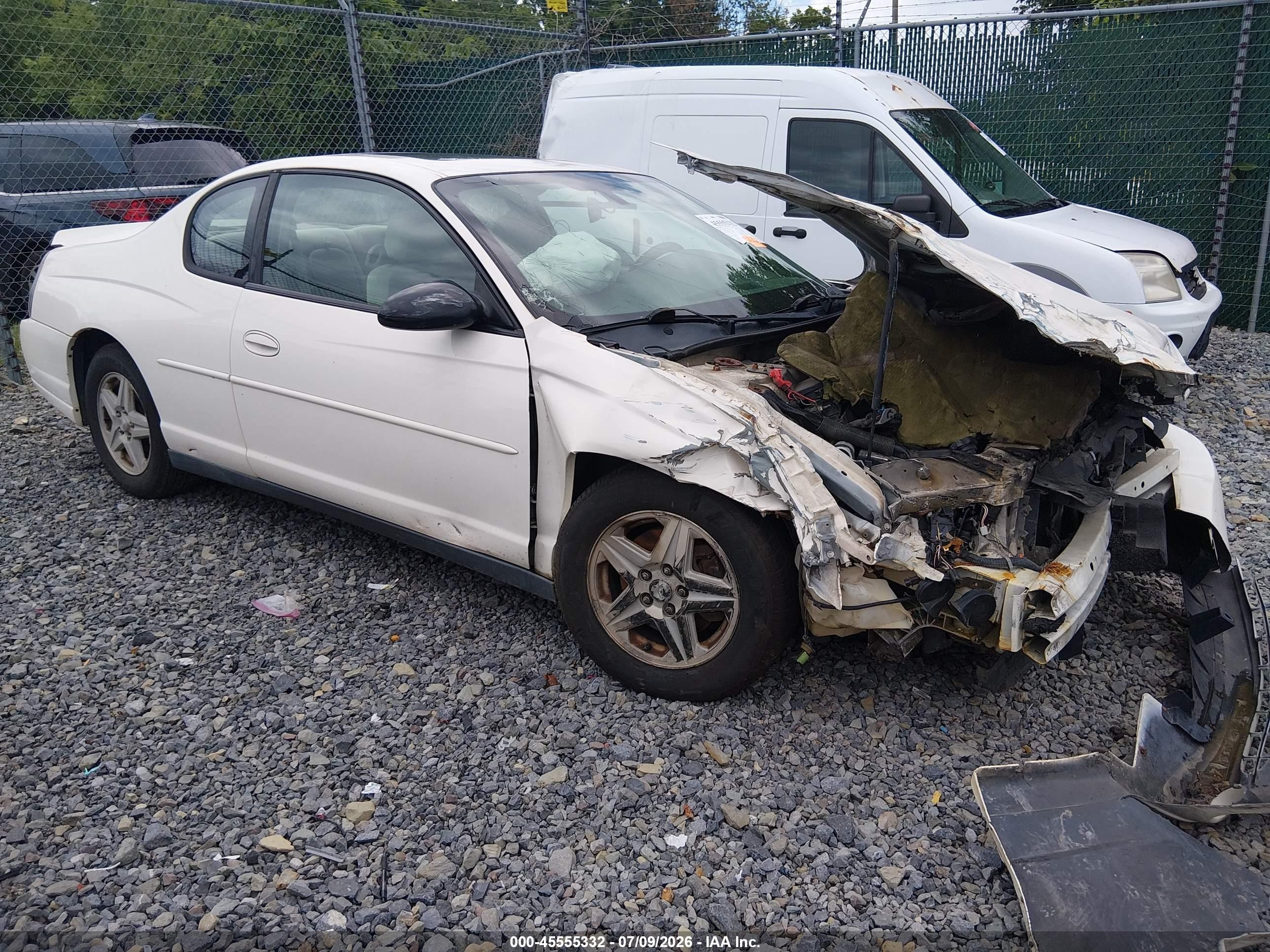 2004 Chevrolet Monte Carlo Ls White vin: 2G1WW12E649210503