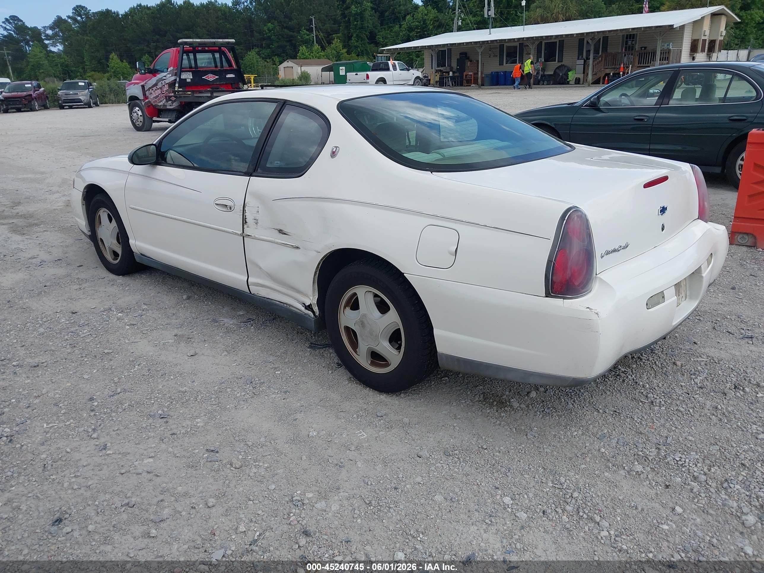 2001 Chevrolet Monte Carlo Ls White vin: 2G1WW12E819226570
