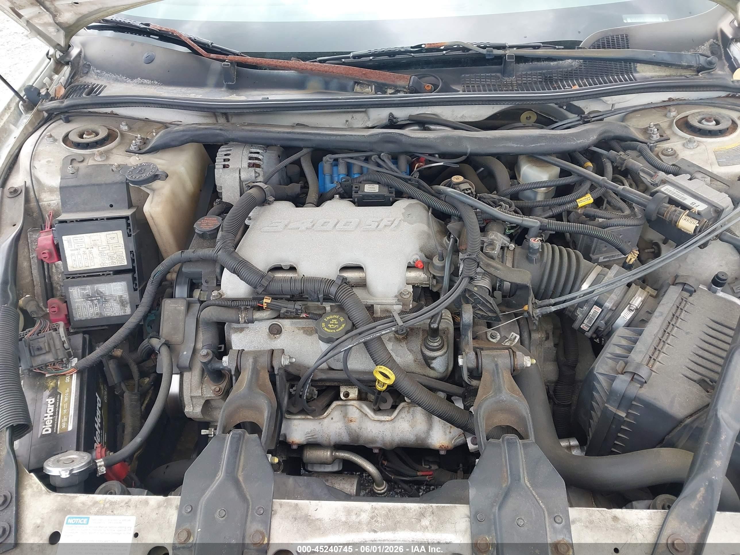 2001 Chevrolet Monte Carlo Ls White vin: 2G1WW12E819226570