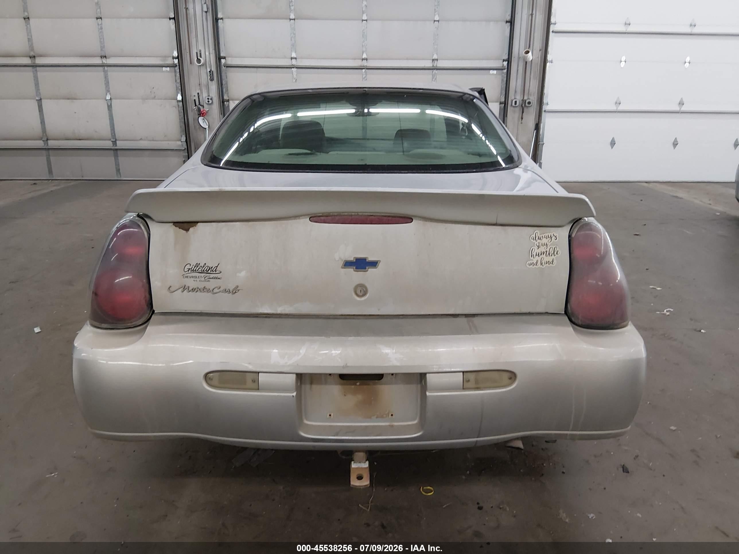 2004 Chevrolet Monte Carlo Ls Серебряный vin: 2G1WW12E849367076