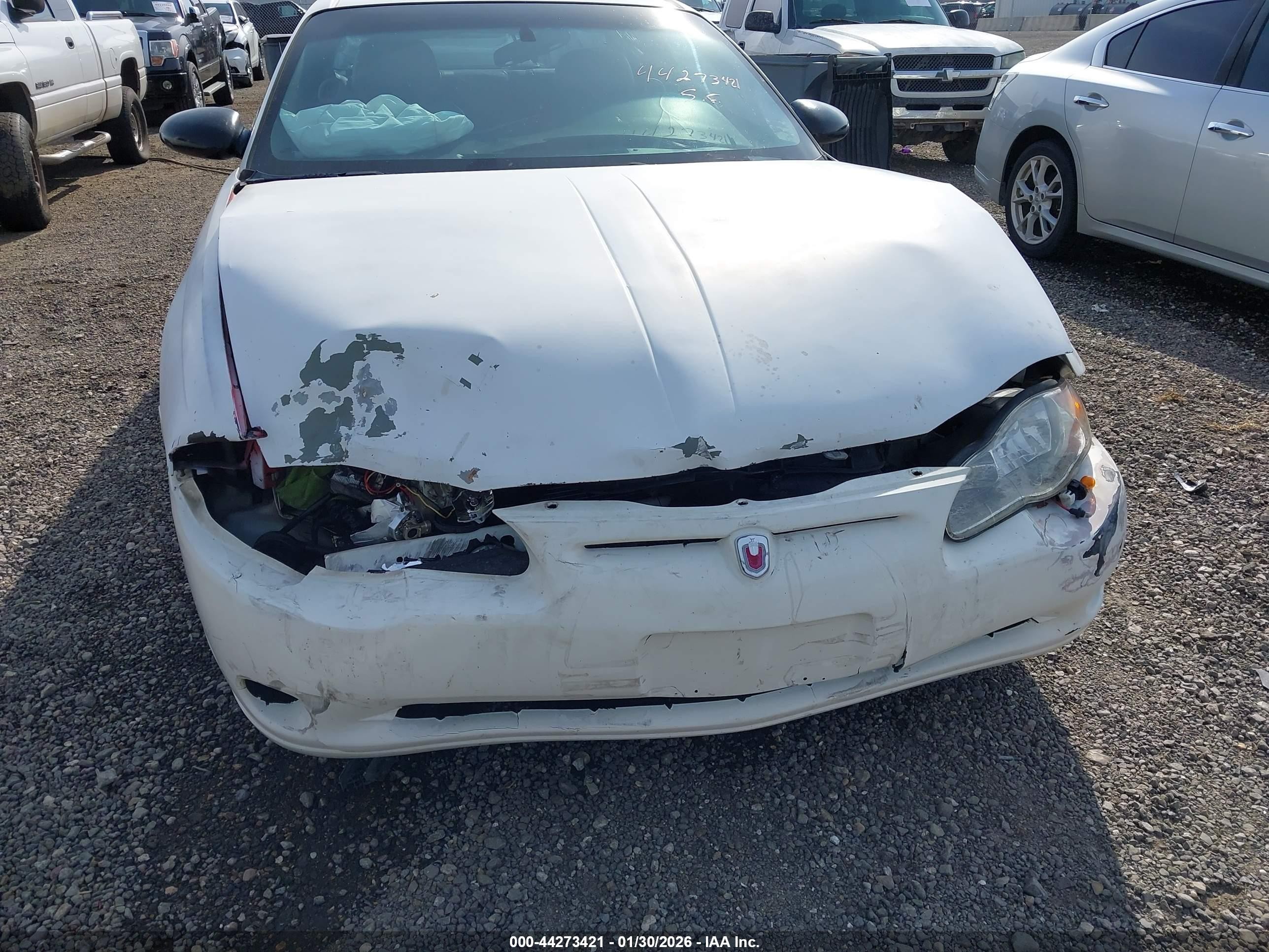 2005 Chevrolet Monte Carlo Ls White vin: 2G1WW12E859254262