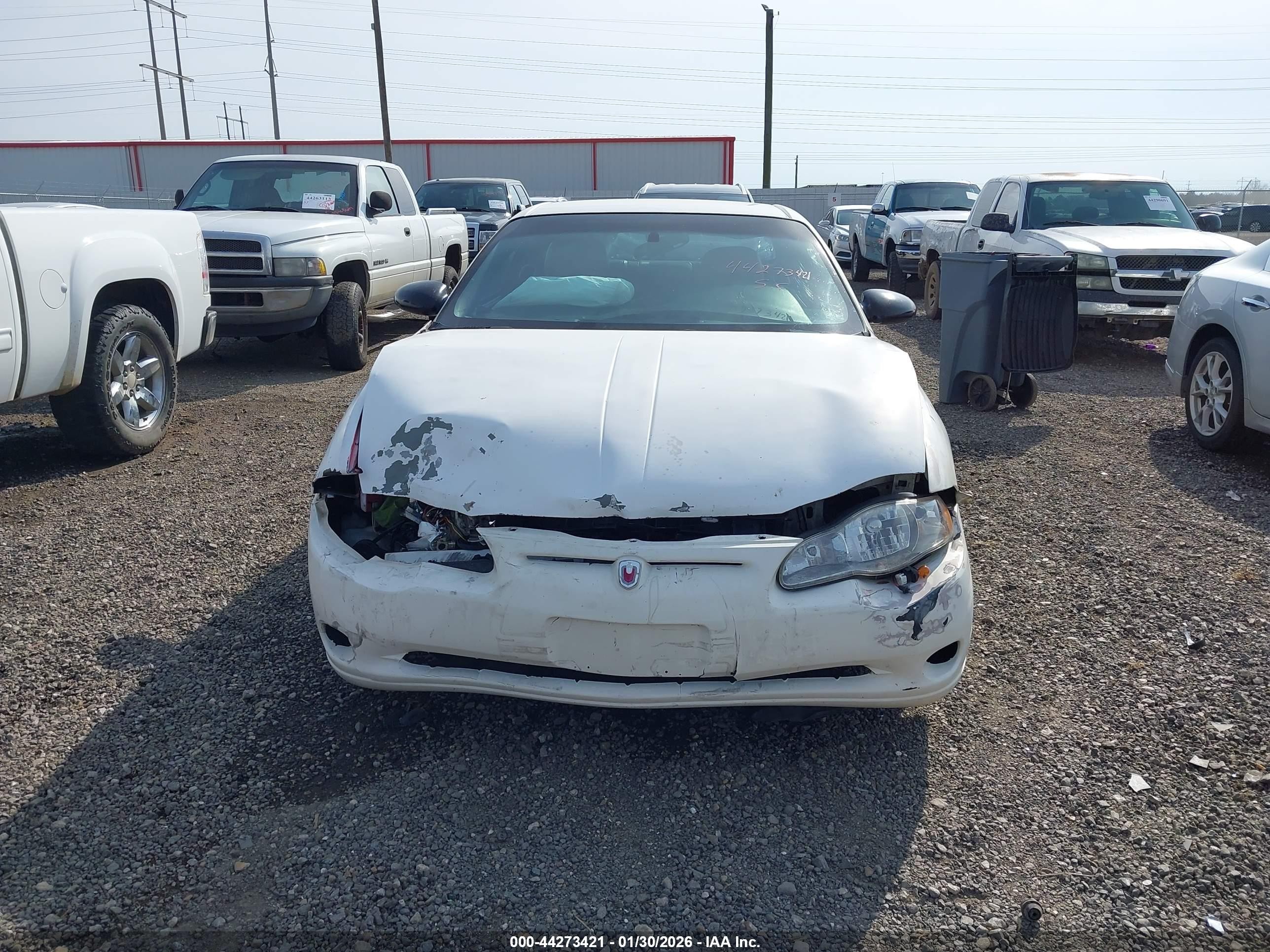 2005 Chevrolet Monte Carlo Ls White vin: 2G1WW12E859254262