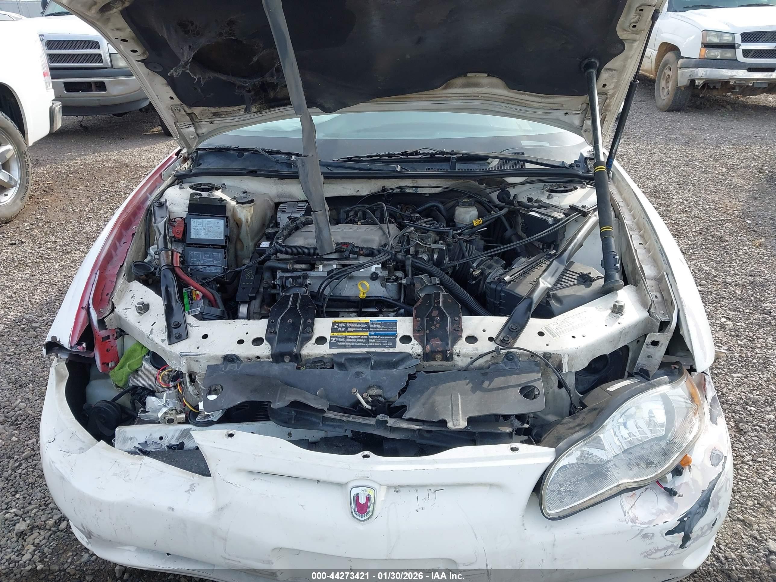 2005 Chevrolet Monte Carlo Ls White vin: 2G1WW12E859254262