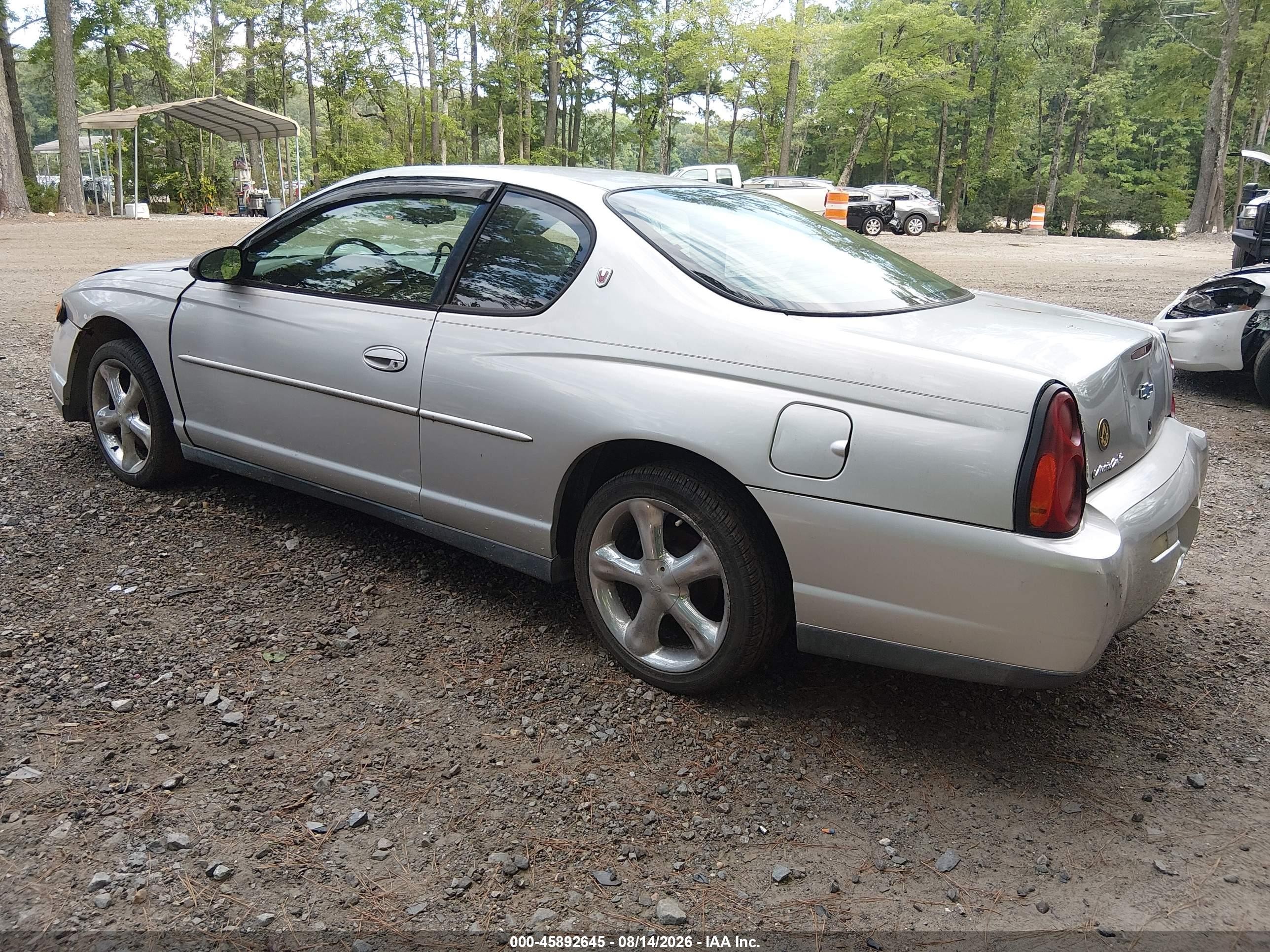2000 Chevrolet Monte Carlo Ls Silver vin: 2G1WW12E8Y9256615