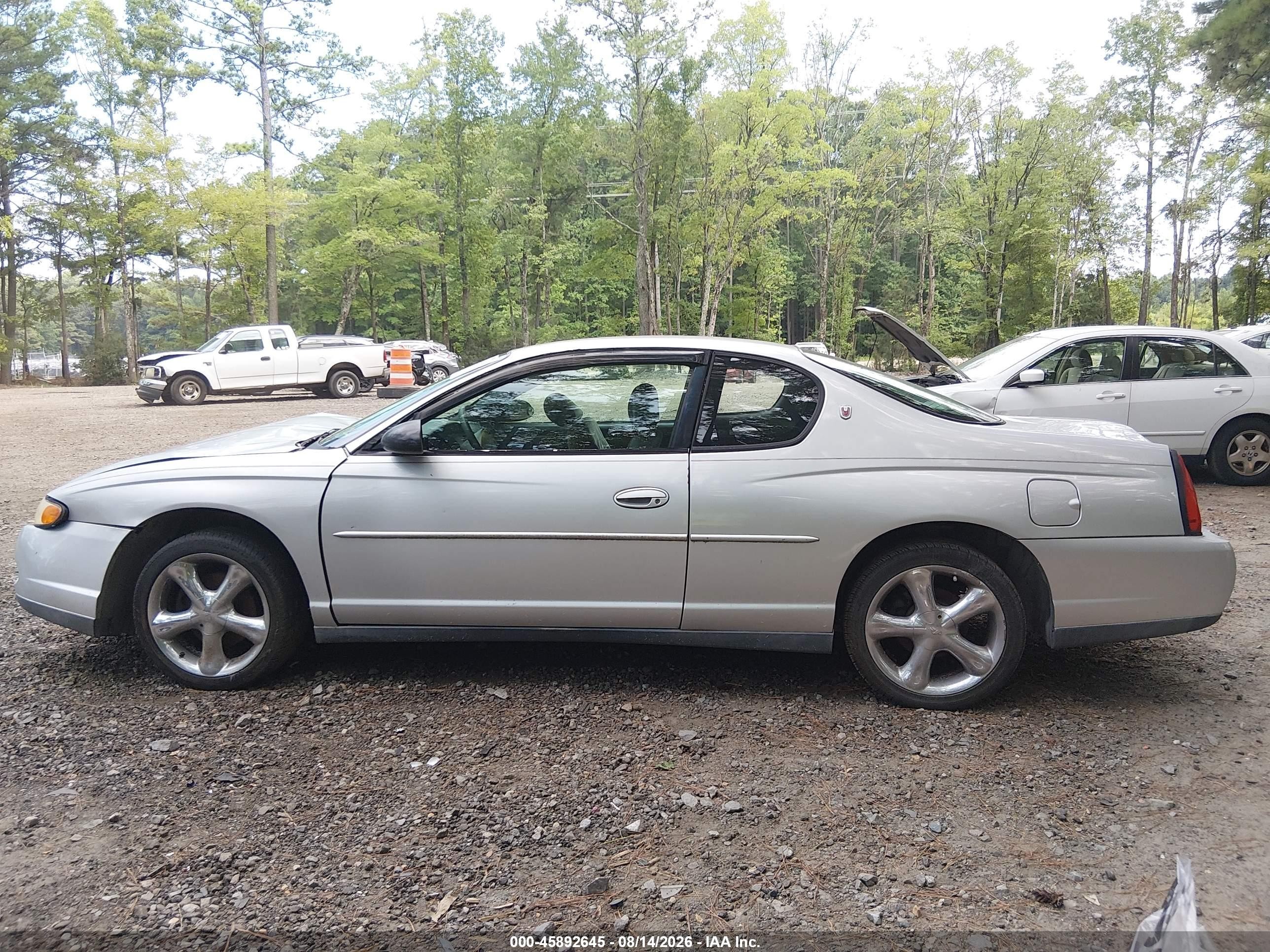 2000 Chevrolet Monte Carlo Ls Silver vin: 2G1WW12E8Y9256615