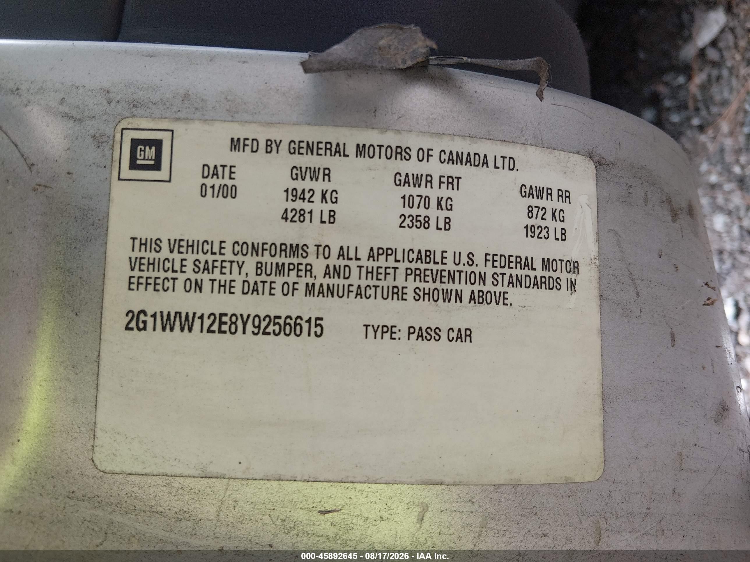 2000 Chevrolet Monte Carlo Ls Silver vin: 2G1WW12E8Y9256615