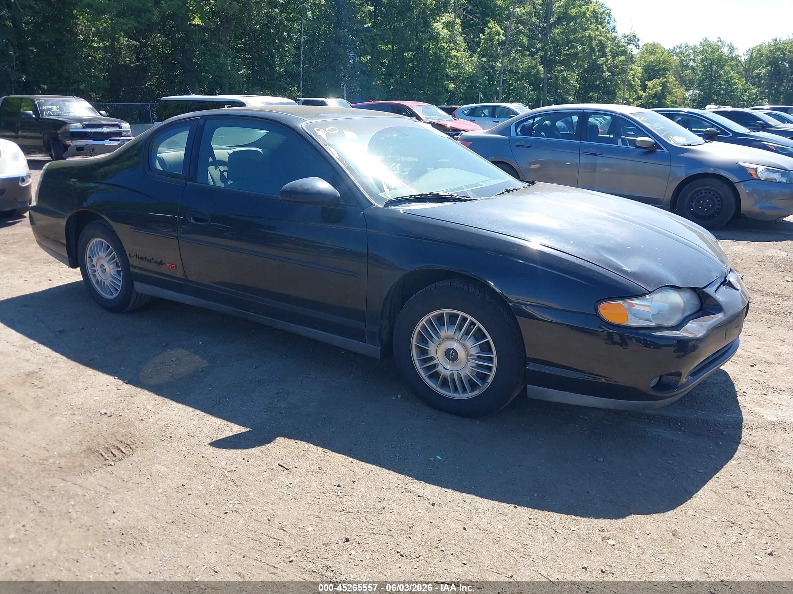 2002 Chevrolet Monte Carlo Ls Black vin: 2G1WW12EX29154305