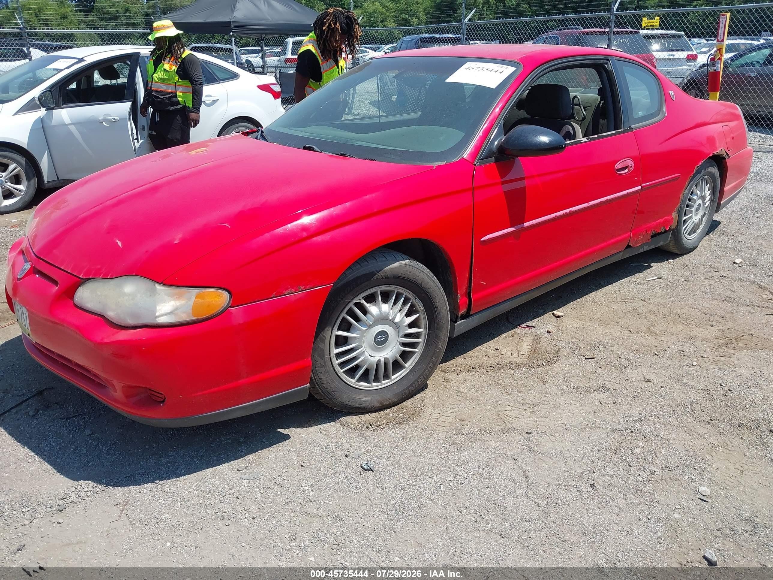 2000 Chevrolet Monte Carlo Ls Red vin: 2G1WW12EXY9211322