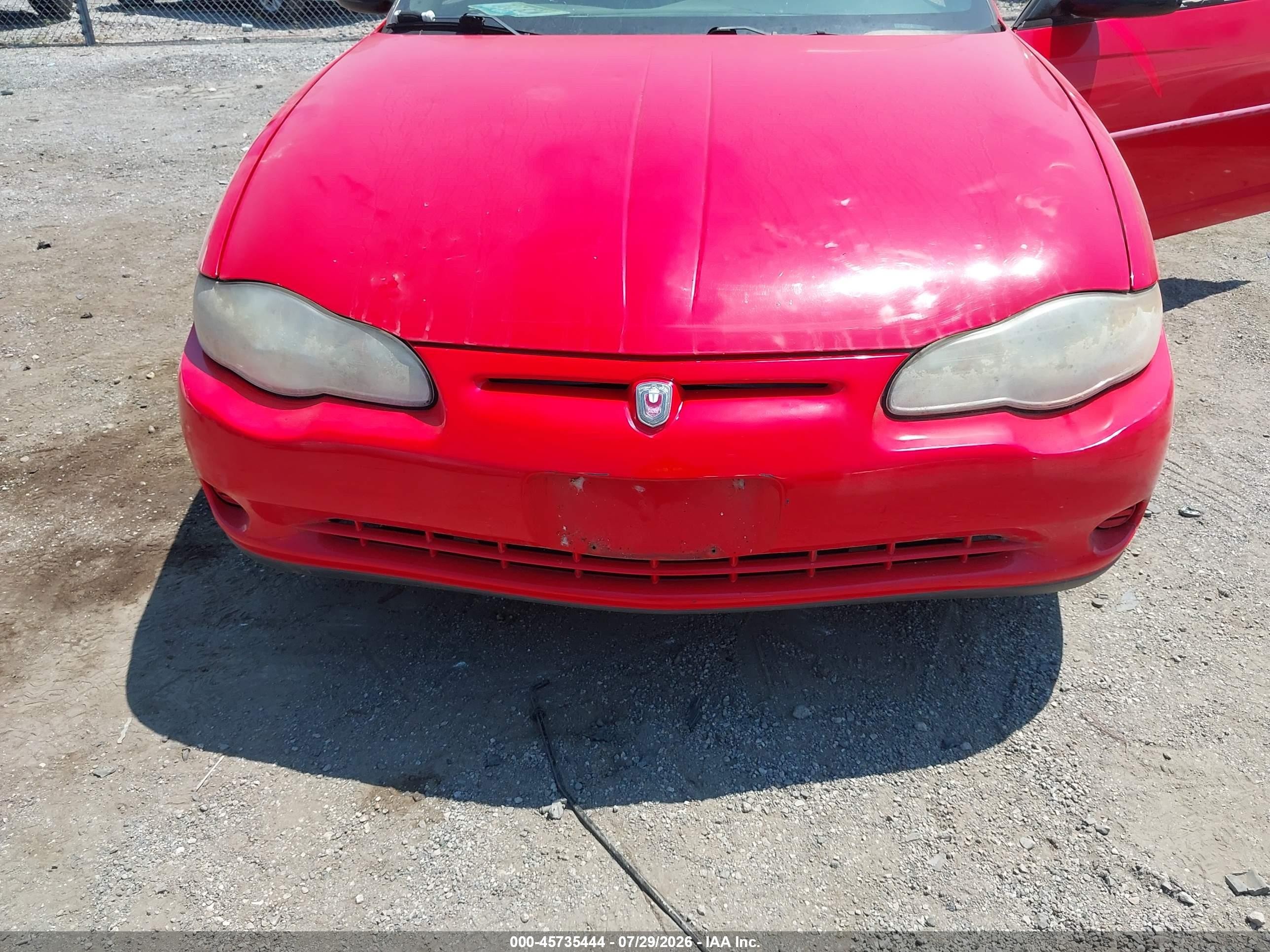 2000 Chevrolet Monte Carlo Ls Red vin: 2G1WW12EXY9211322