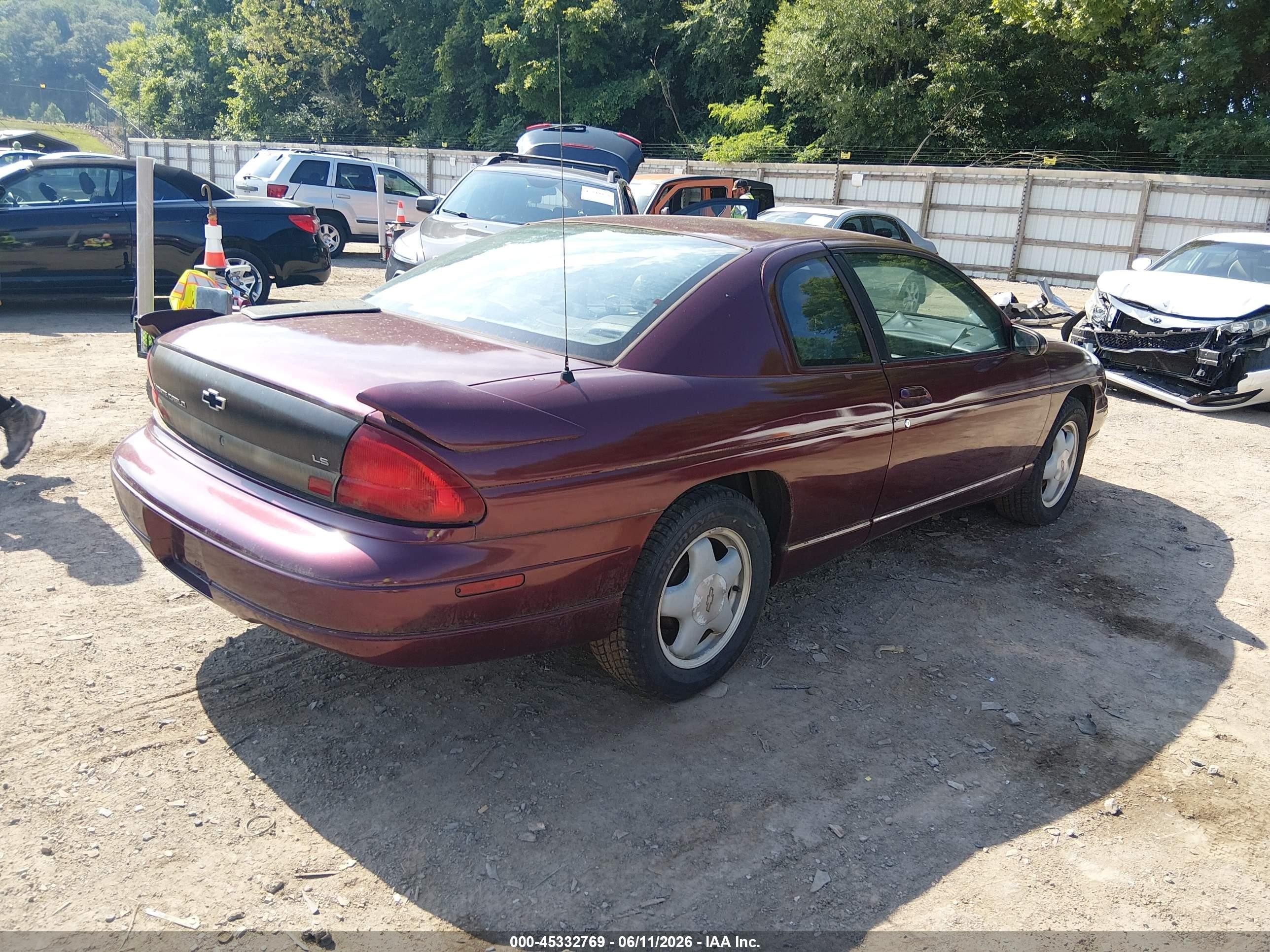 1996 Chevrolet Monte Carlo Ls Red vin: 2G1WW12M3T9255923