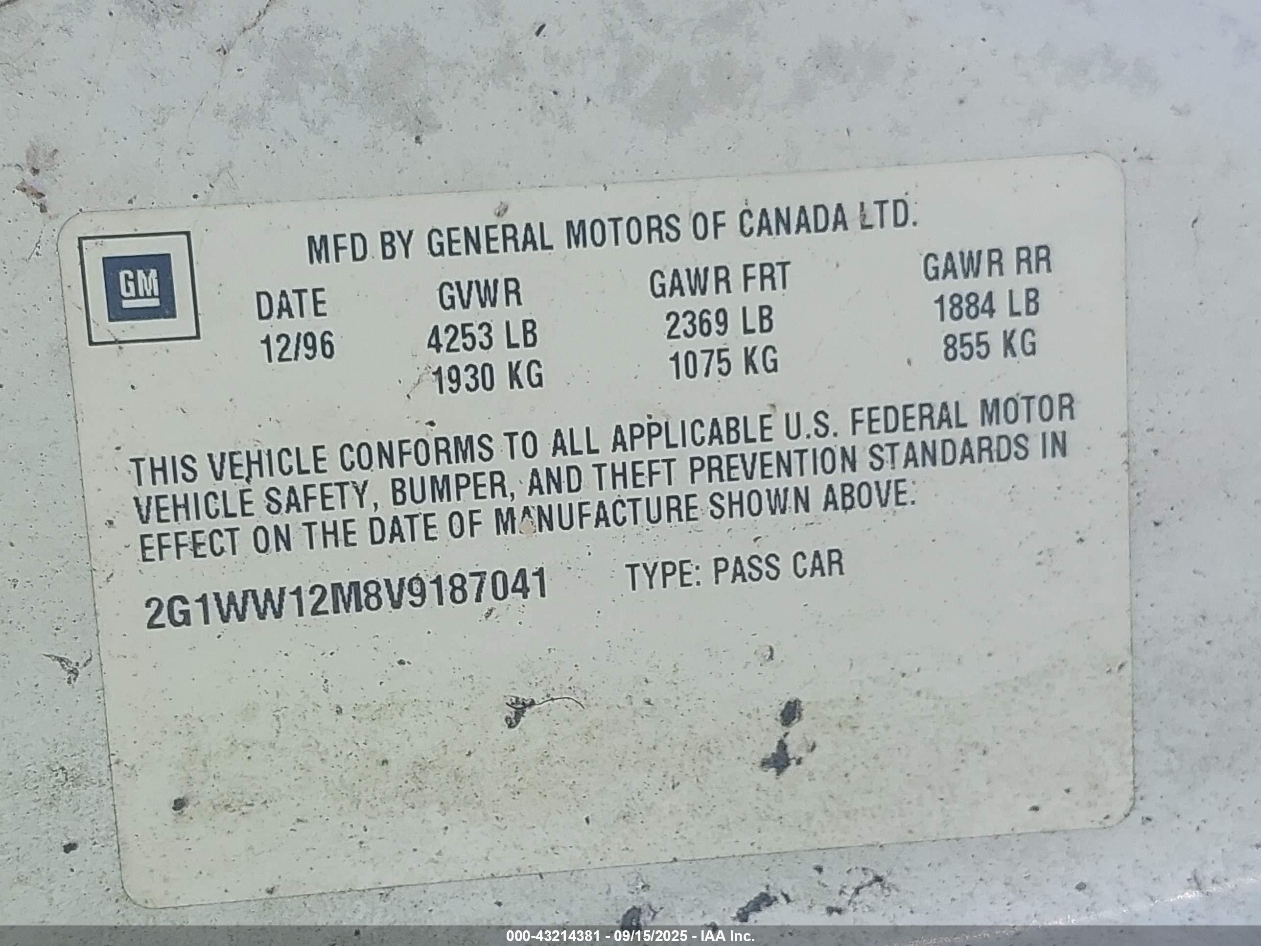1997 Chevrolet Monte Carlo Ls White vin: 2G1WW12M8V9187041