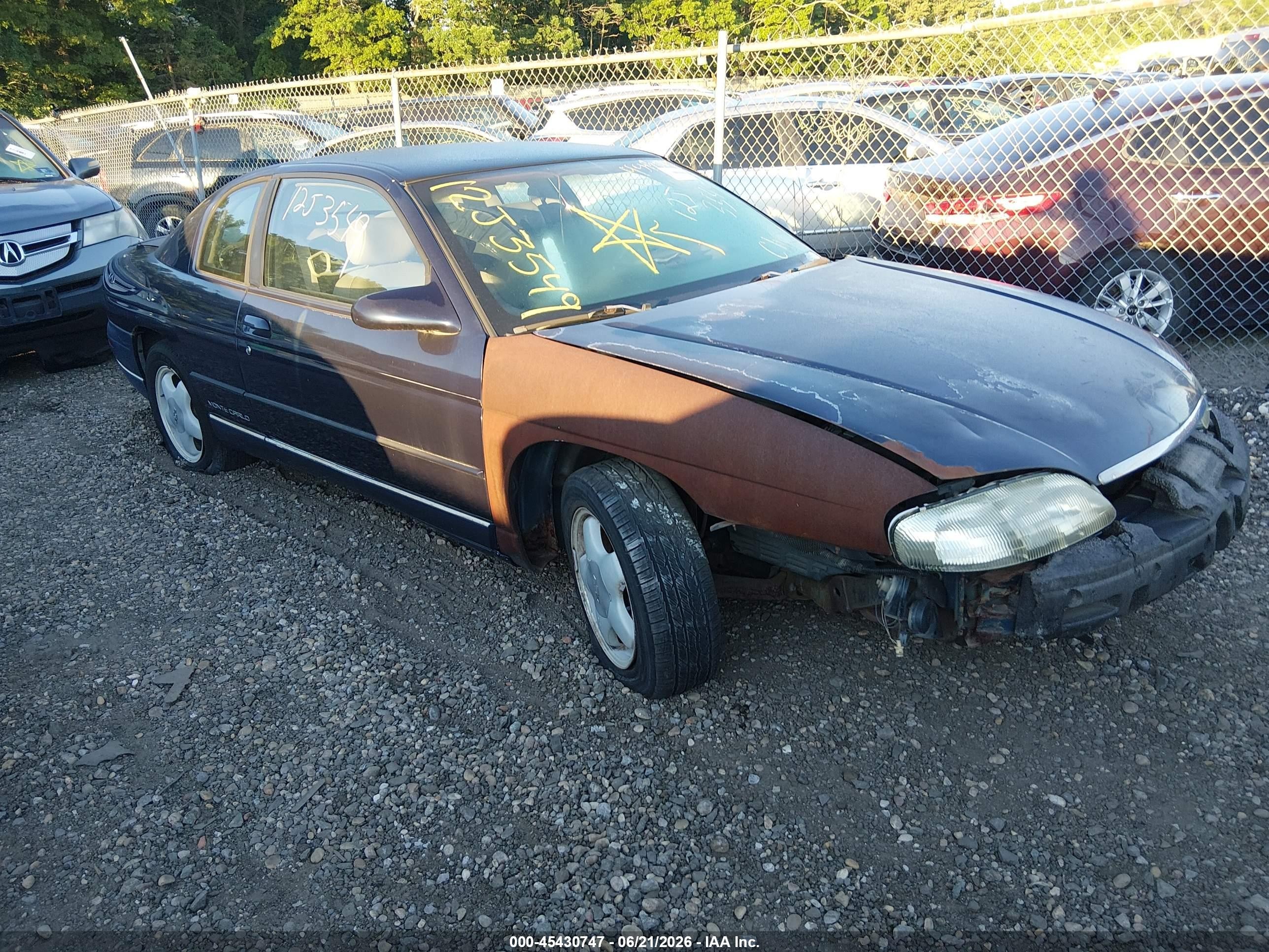 1998 Chevrolet Monte Carlo Ls Синий vin: 2G1WW12MXW9227458