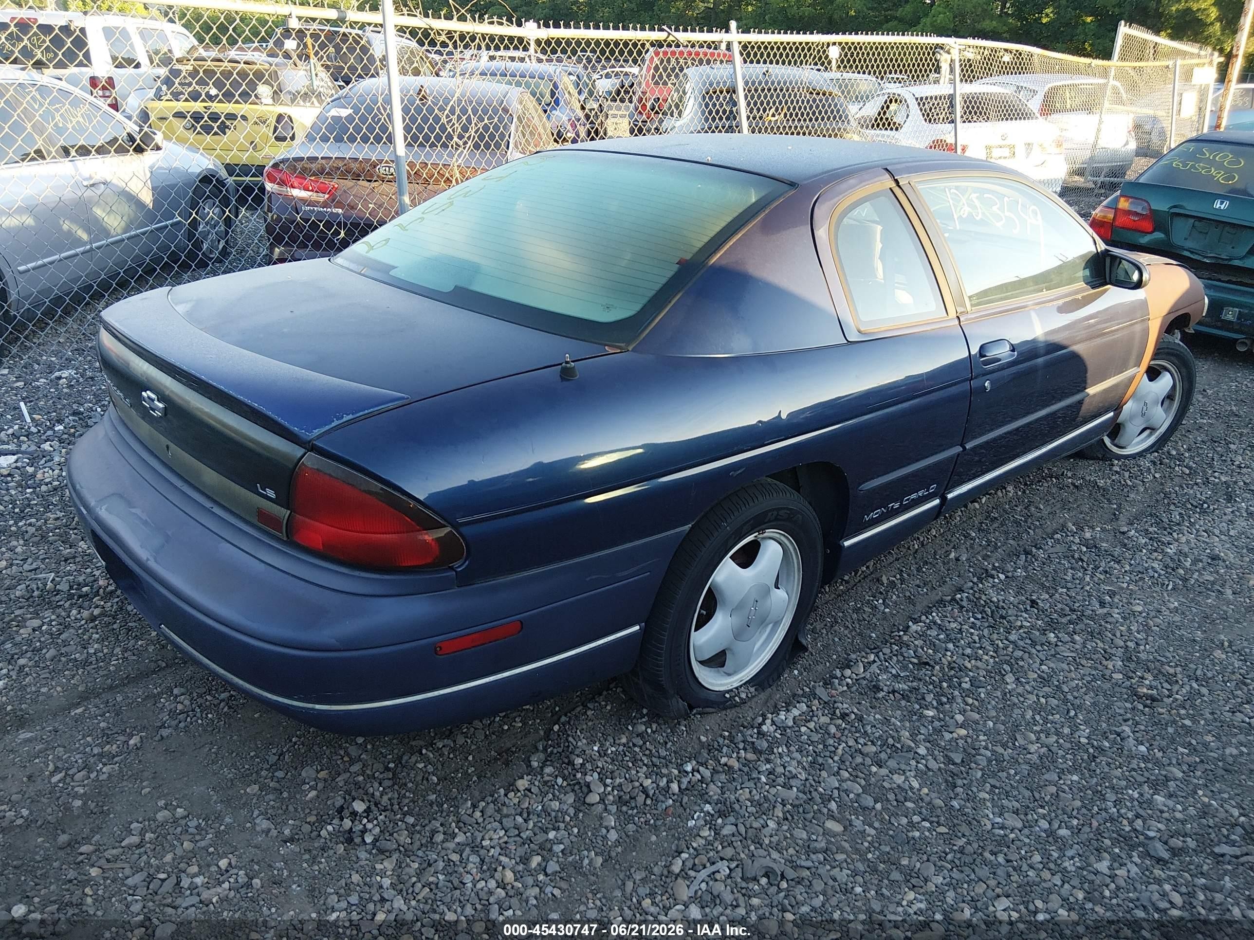1998 Chevrolet Monte Carlo Ls Синий vin: 2G1WW12MXW9227458