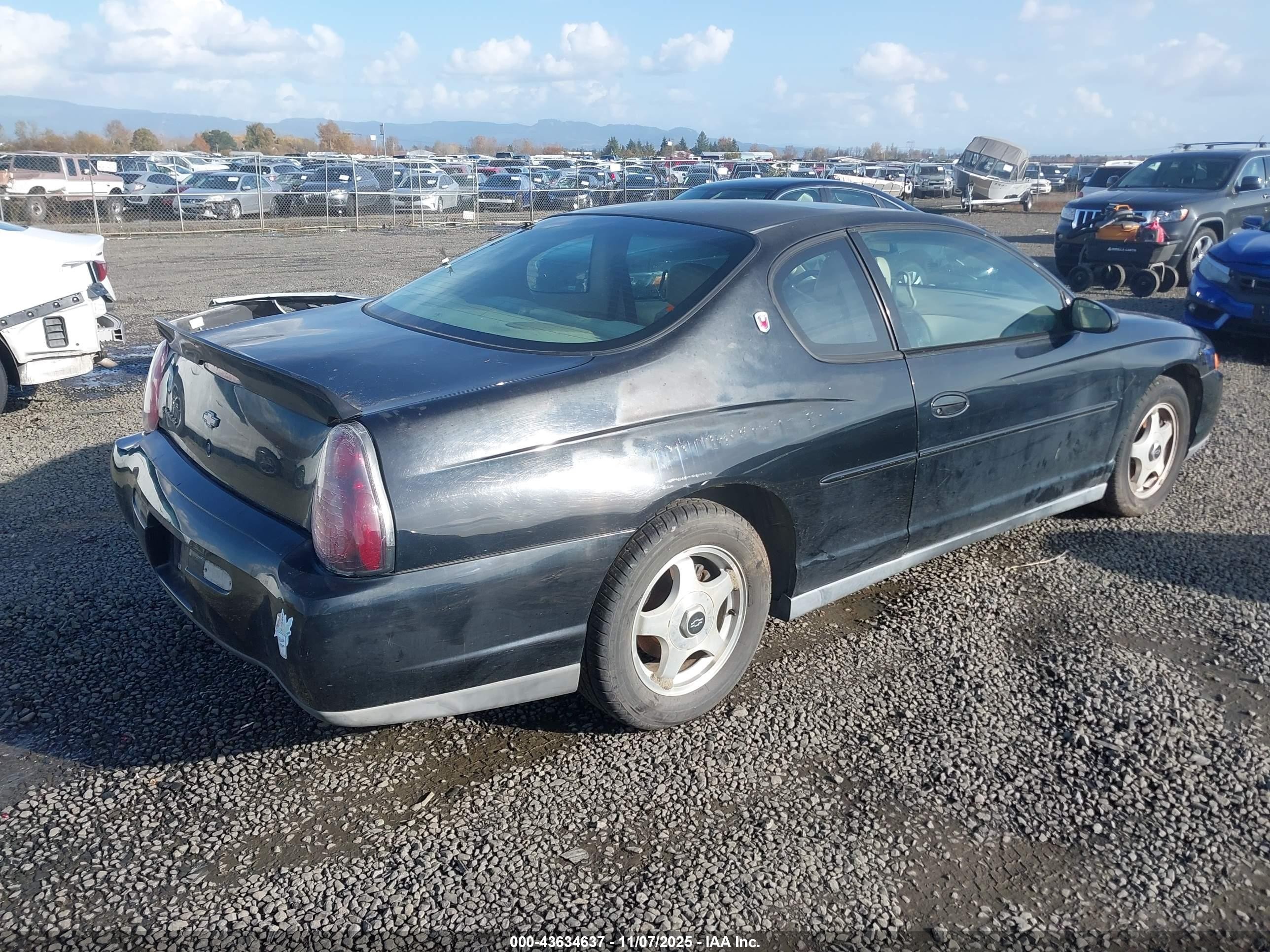 2001 Chevrolet Monte Carlo Ls Black vin: 2G1WW15E419351822