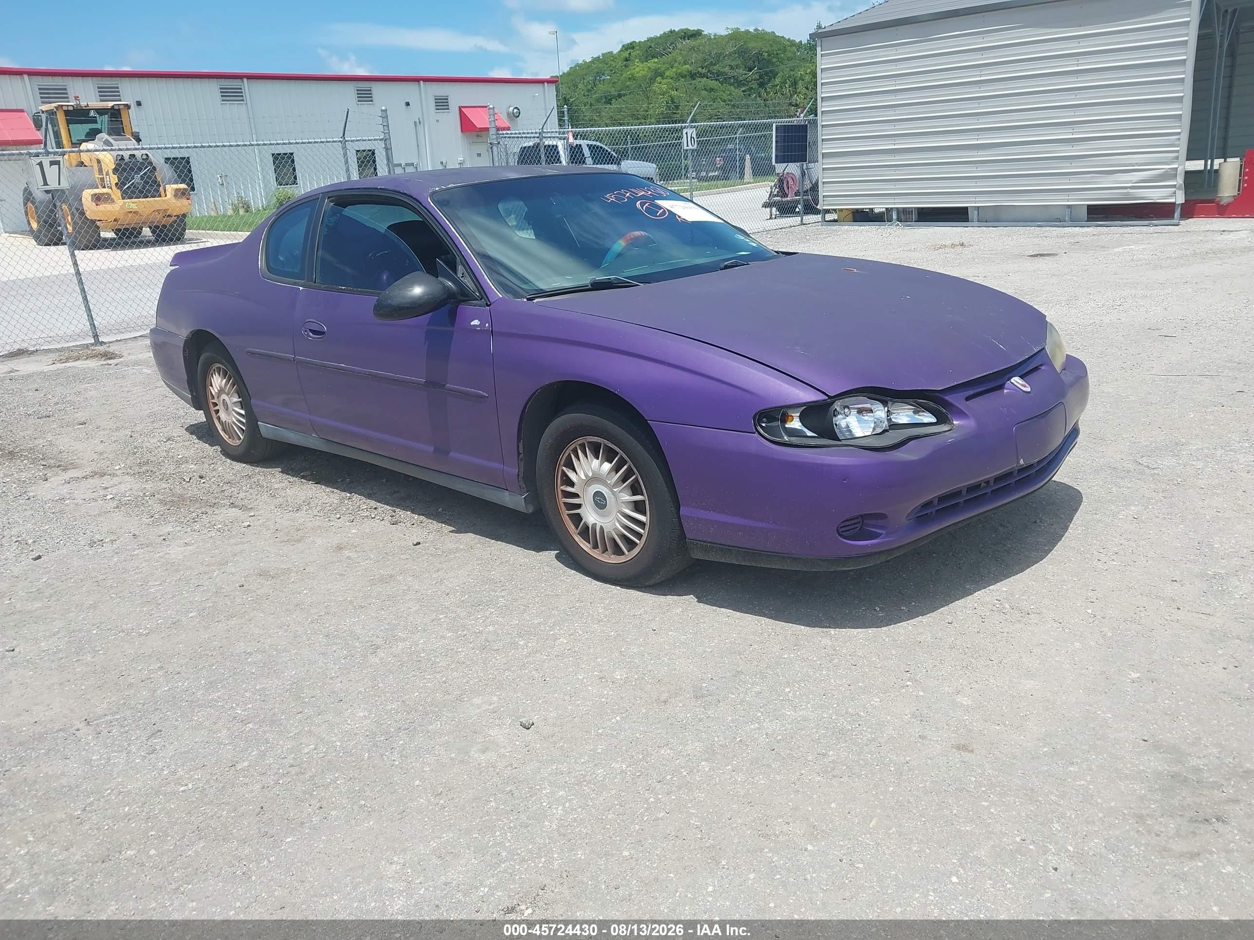 2002 Chevrolet Monte Carlo Ls Purple vin: 2G1WW15E929287701