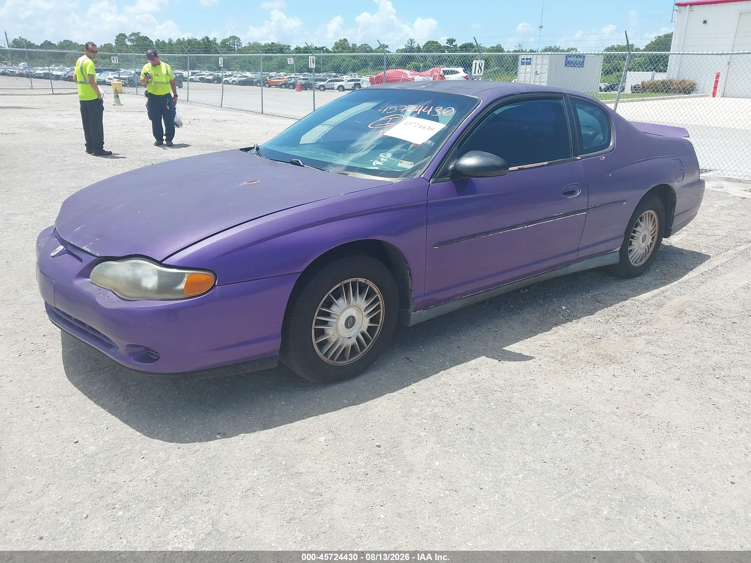 2002 Chevrolet Monte Carlo Ls Purple vin: 2G1WW15E929287701