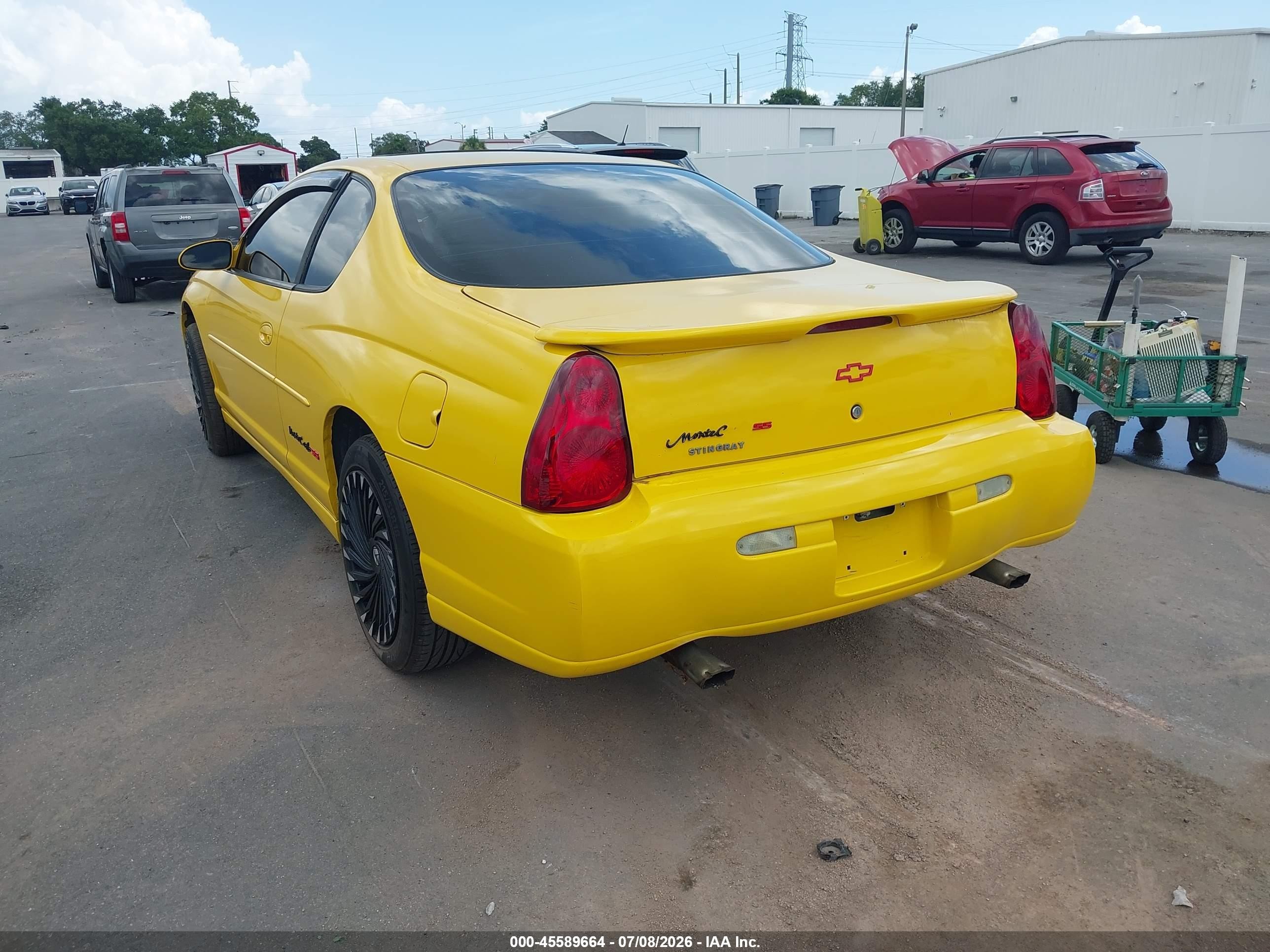 2003 Chevrolet Monte Carlo Ss Yellow vin: 2G1WX12K039156522