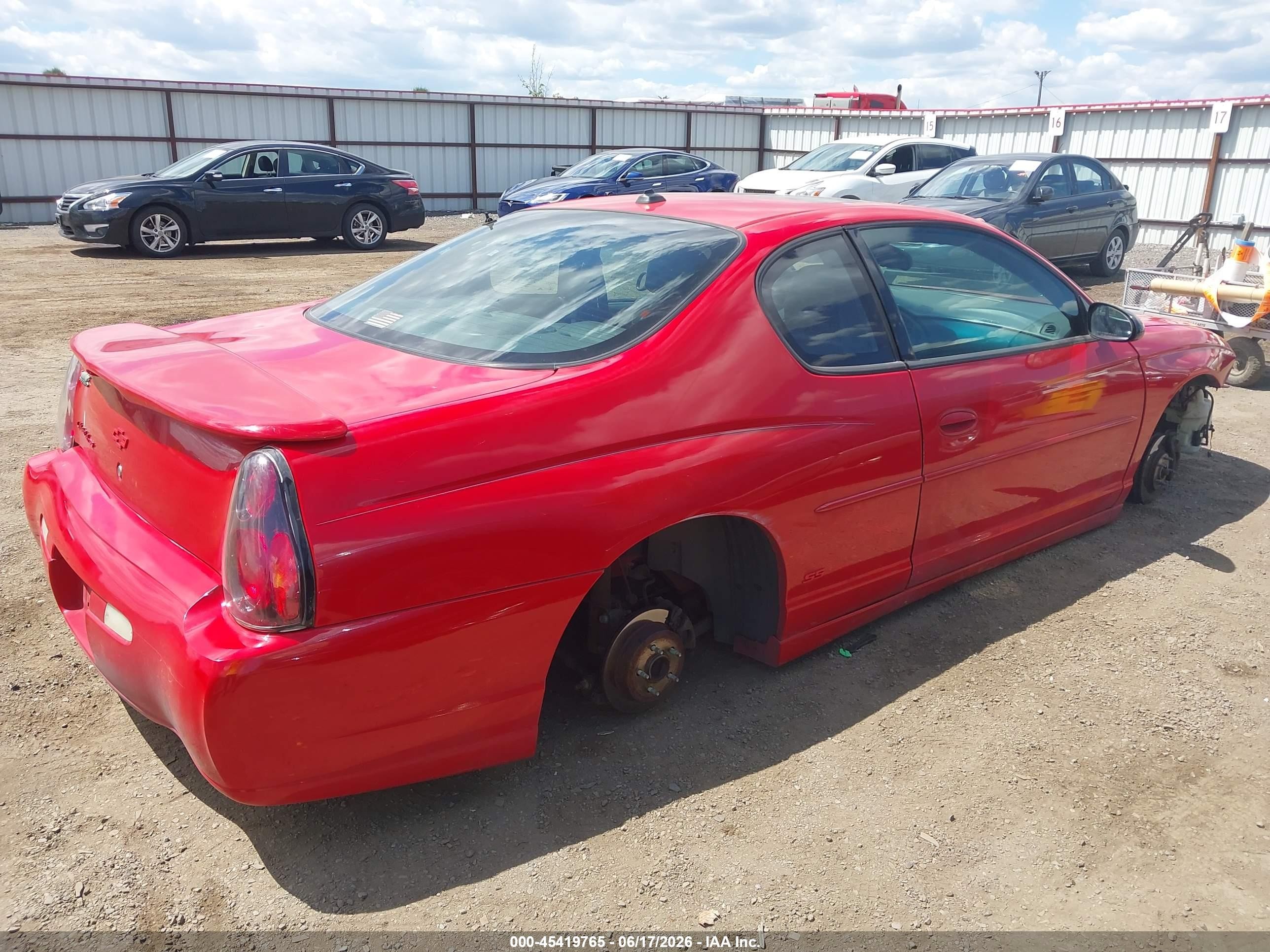 2004 Chevrolet Monte Carlo Ss Red vin: 2G1WX12K149255075