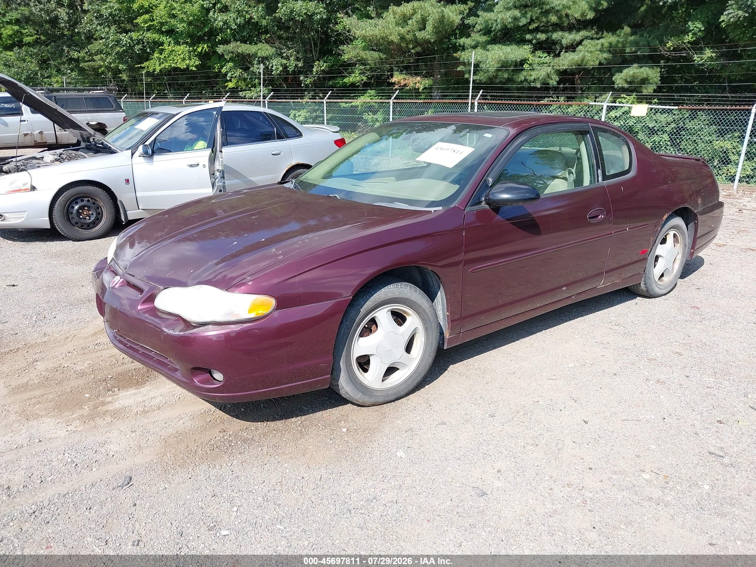 2004 Chevrolet Monte Carlo Ss Темно-бордовый vin: 2G1WX12K149320491