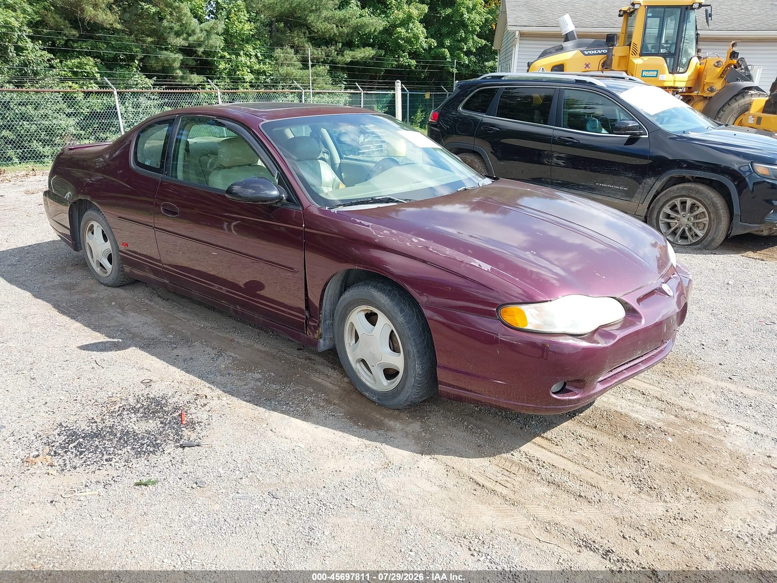2004 Chevrolet Monte Carlo Ss Maroon vin: 2G1WX12K149320491