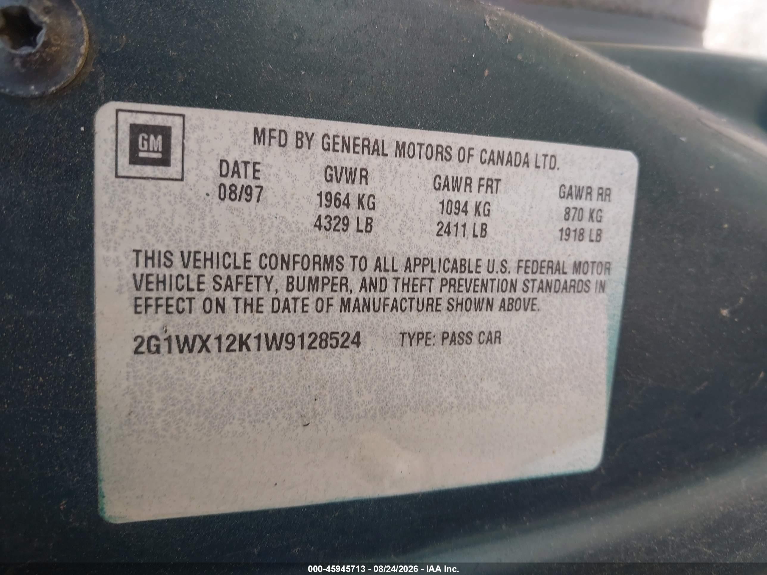 1998 Chevrolet Monte Carlo Z34 Зеленый vin: 2G1WX12K1W9128524