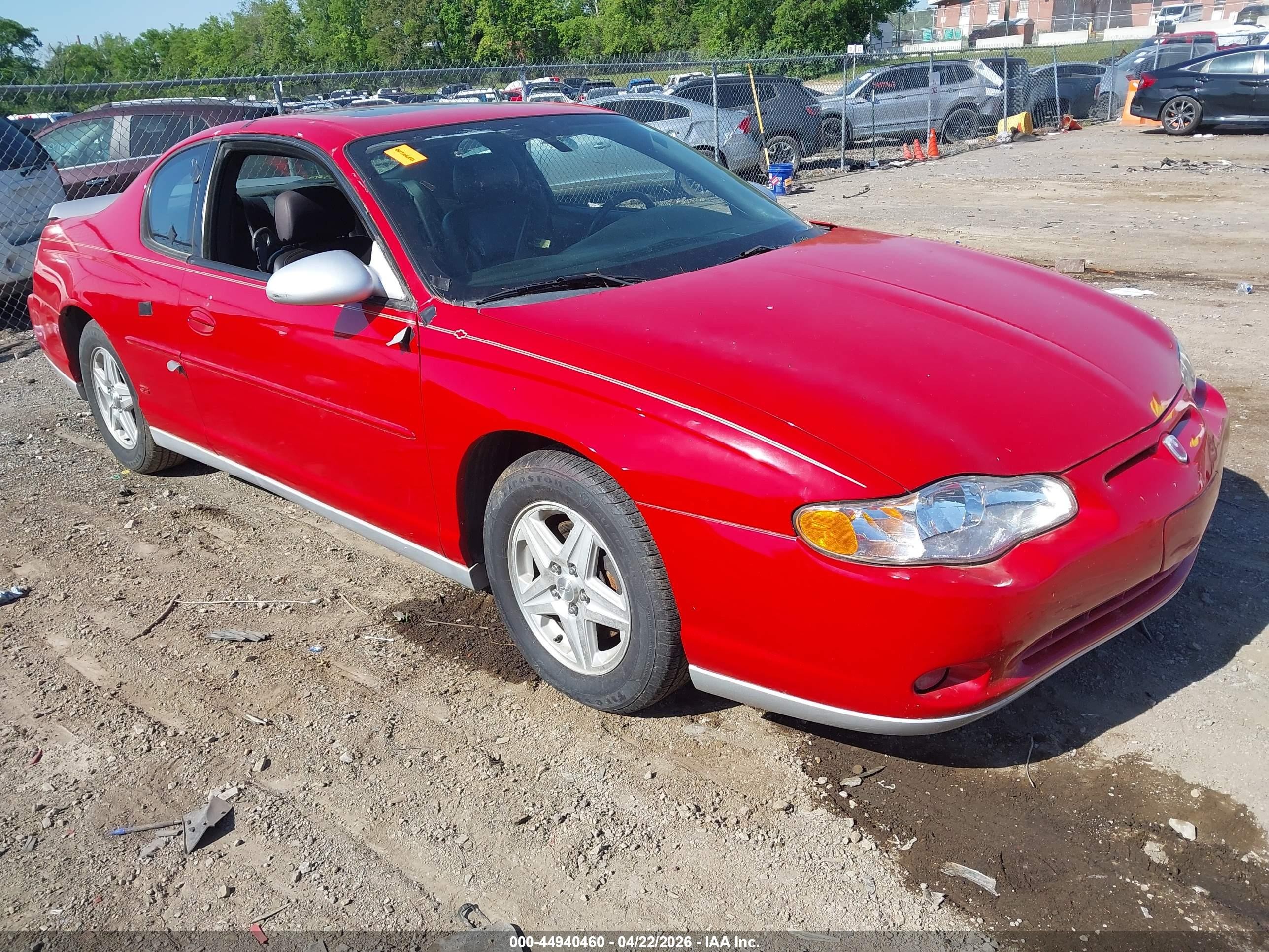 2004 Chevrolet Monte Carlo Ss Red vin: 2G1WX12K249272046