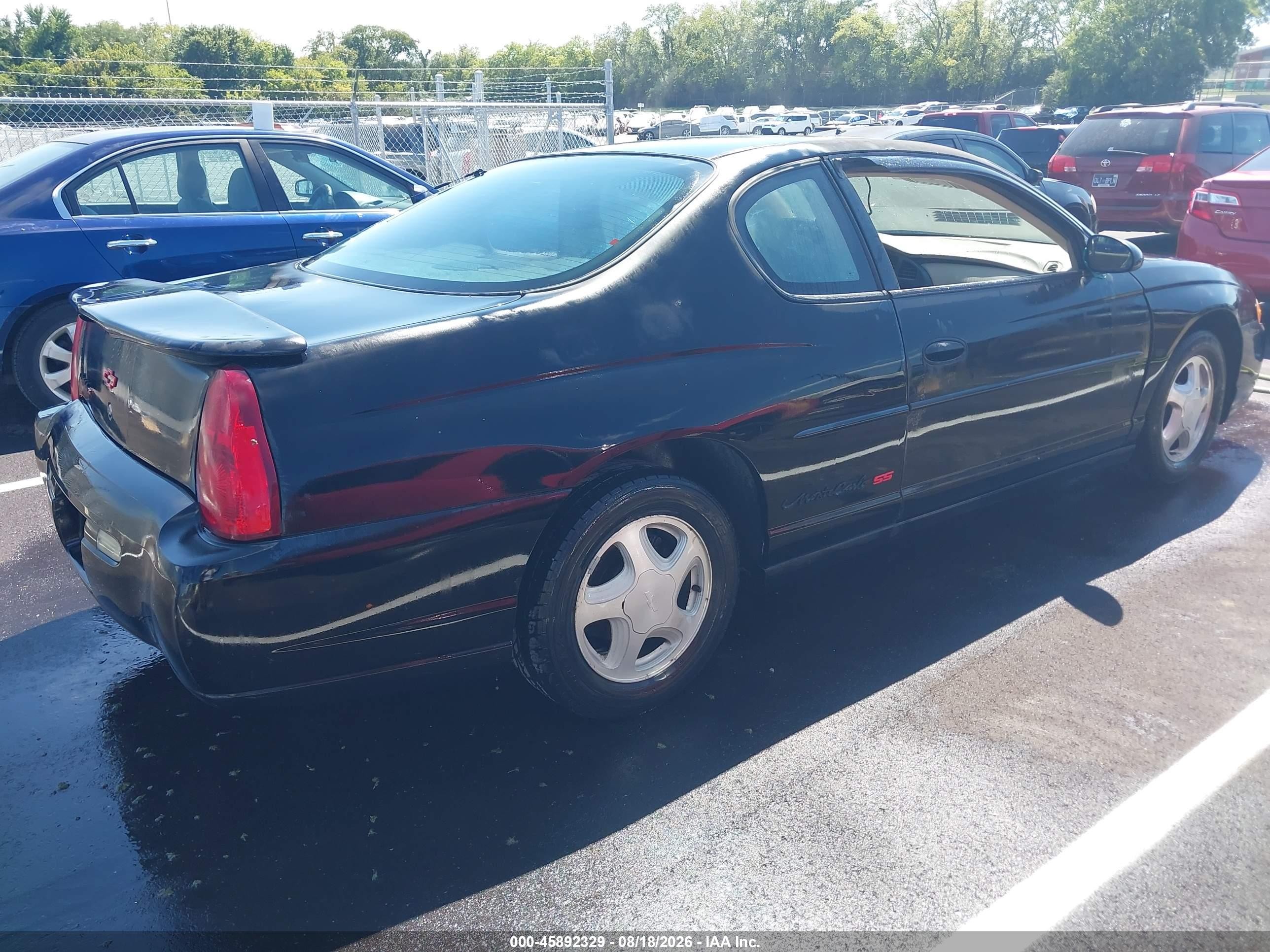 2003 Chevrolet Monte Carlo Ss Black vin: 2G1WX12K339305814