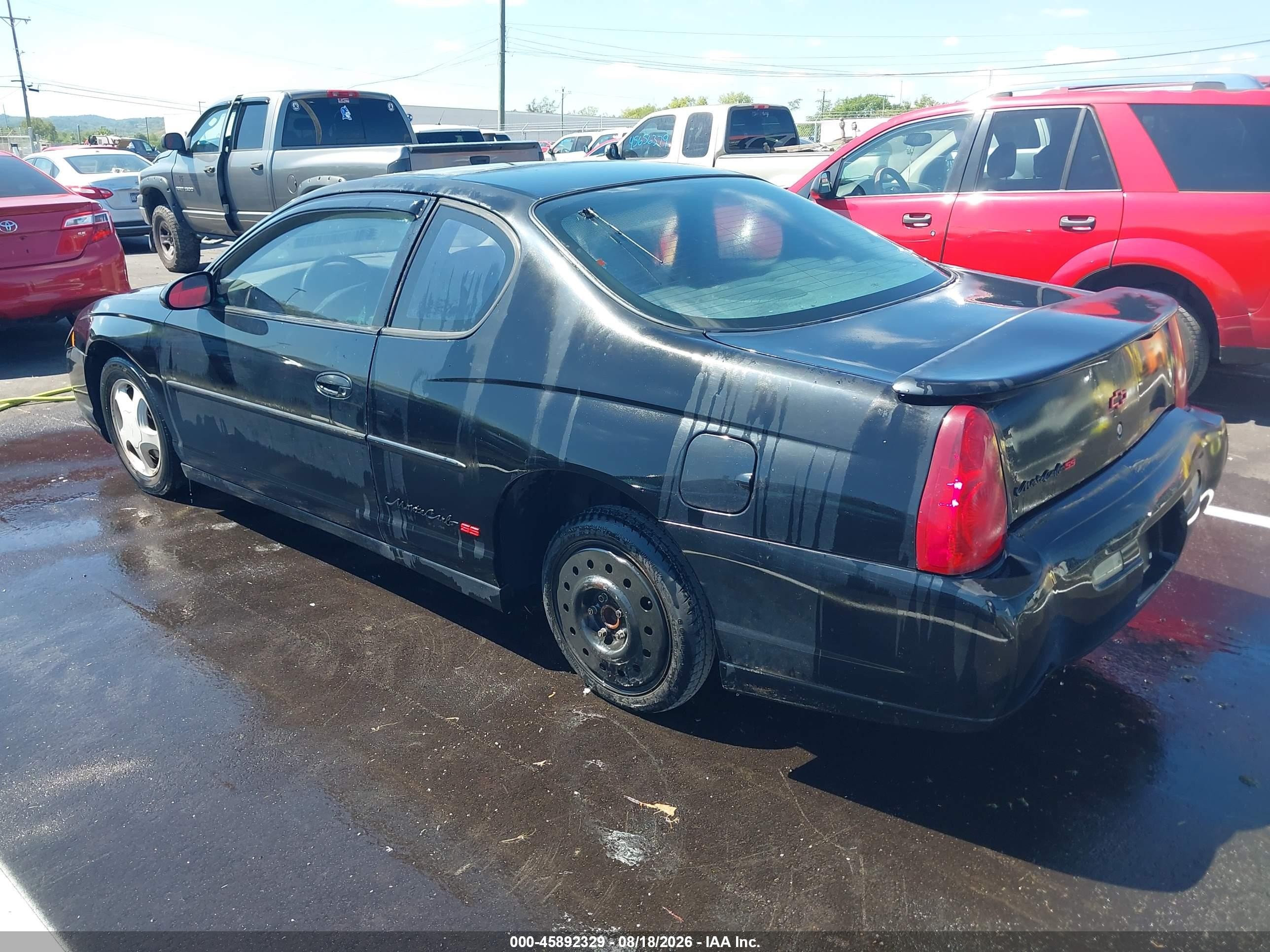 2003 Chevrolet Monte Carlo Ss Black vin: 2G1WX12K339305814