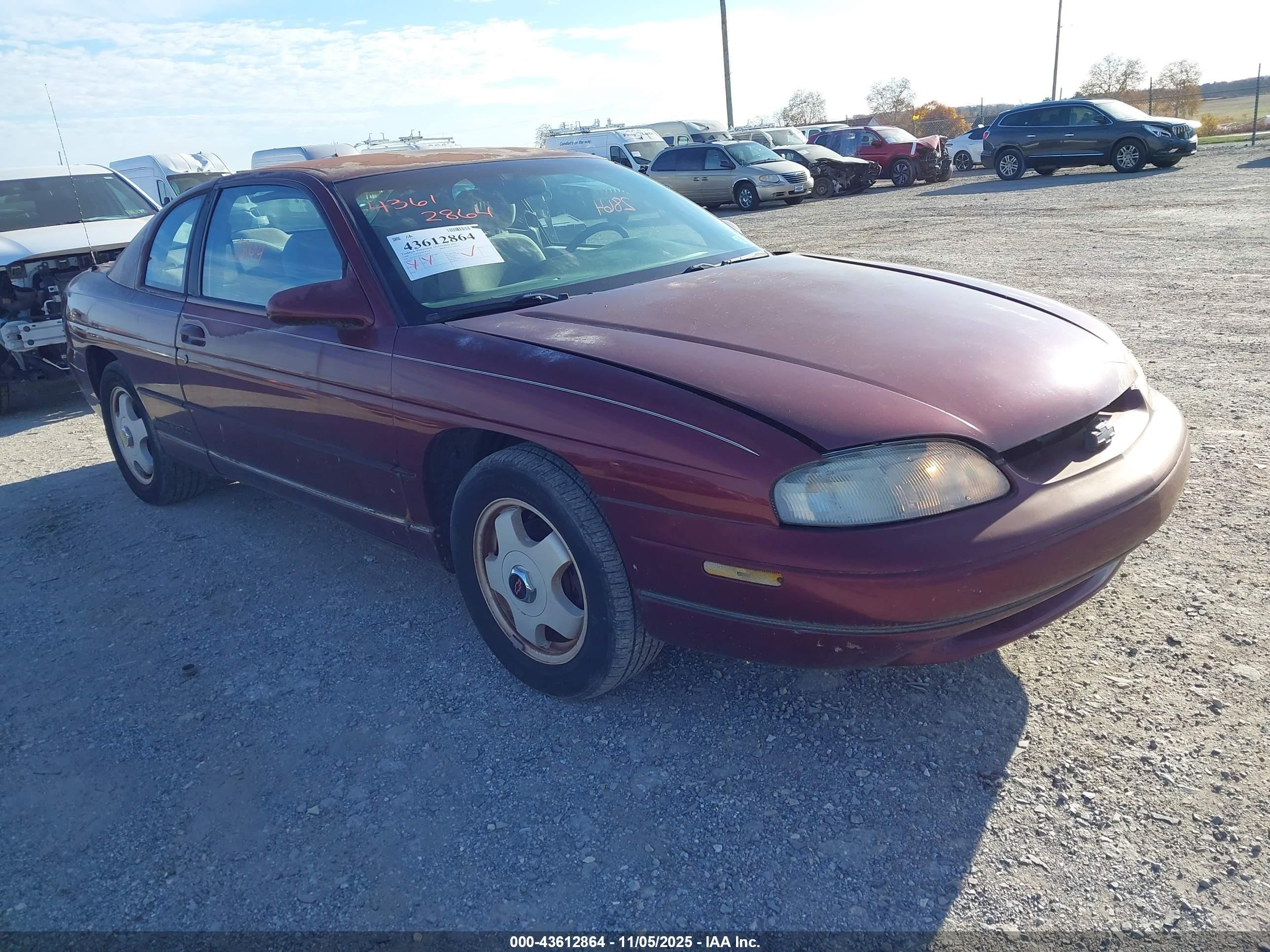 1999 Chevrolet Monte Carlo Z34 Burgundy vin: 2G1WX12K4X9129524