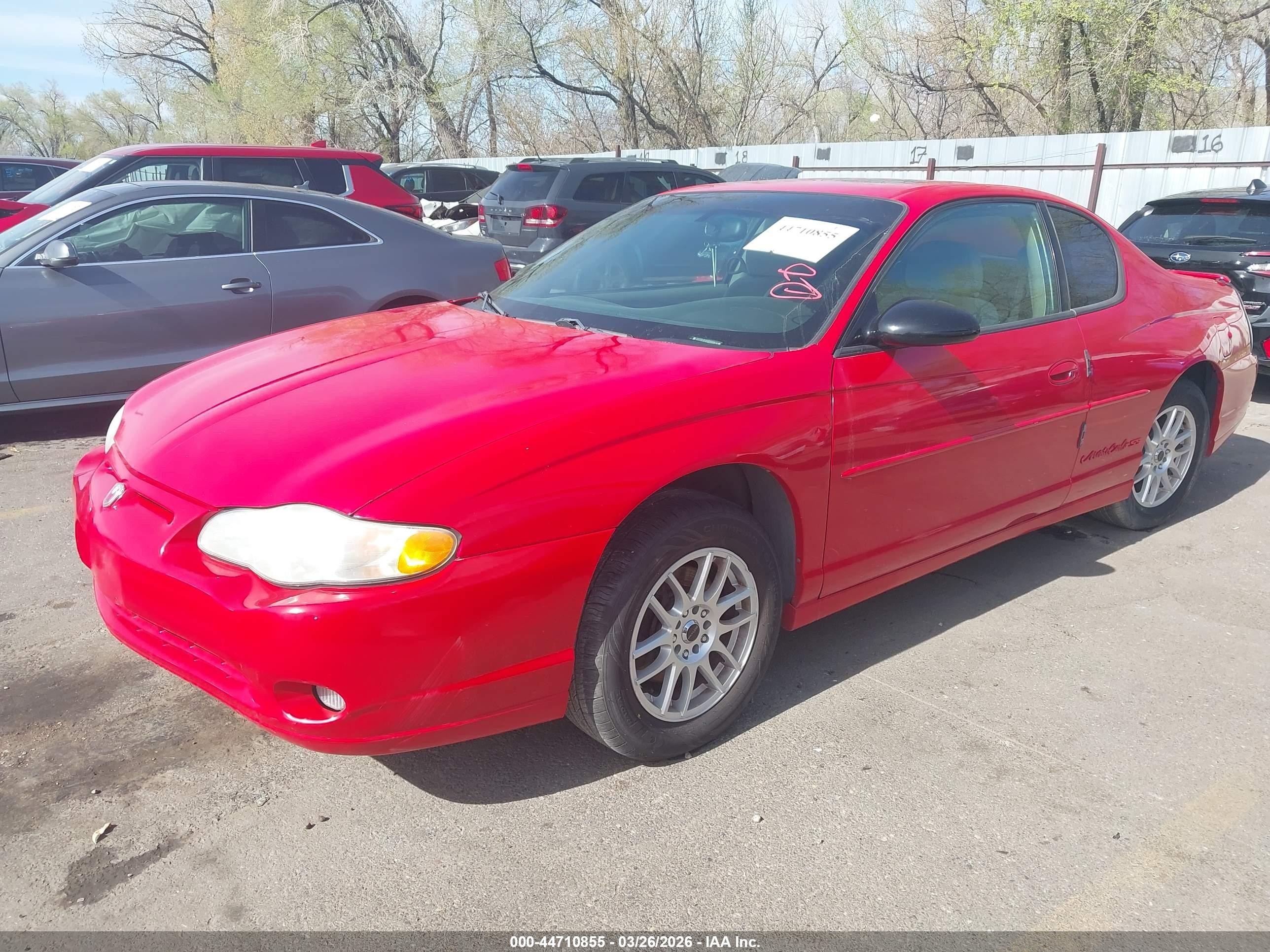 2003 Chevrolet Monte Carlo Ss Red vin: 2G1WX12K539196241