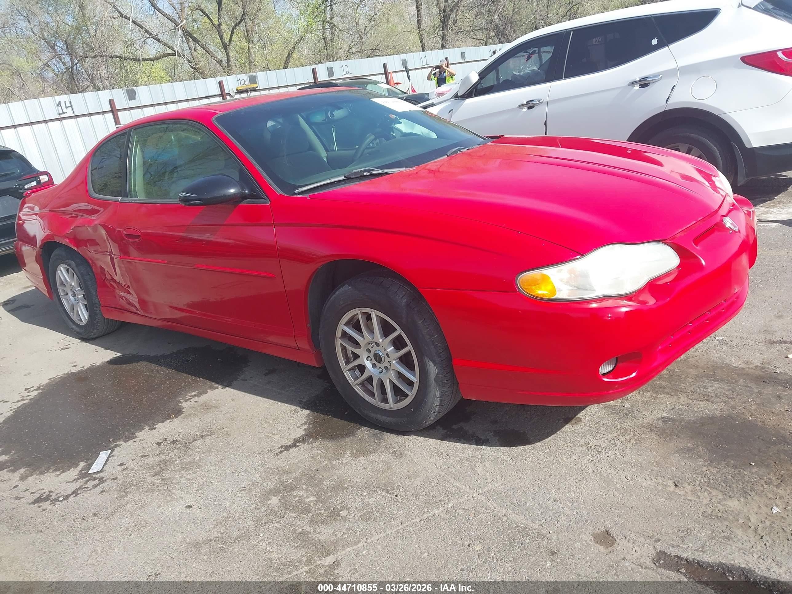 2003 Chevrolet Monte Carlo Ss Red vin: 2G1WX12K539196241