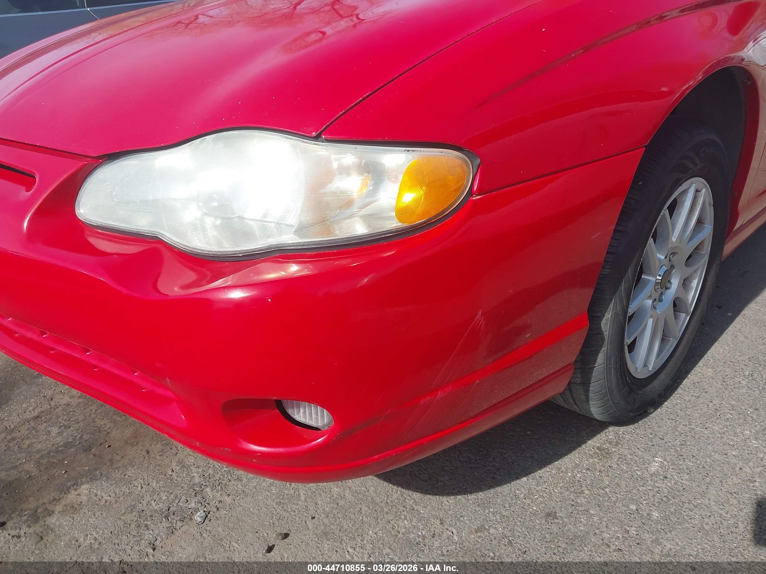 2003 Chevrolet Monte Carlo Ss Red vin: 2G1WX12K539196241