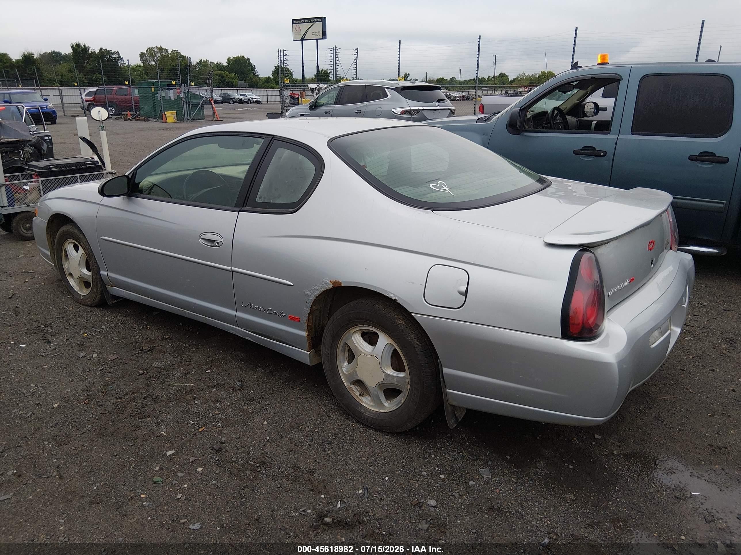2000 Chevrolet Monte Carlo Ss Silver vin: 2G1WX12K8Y9174032