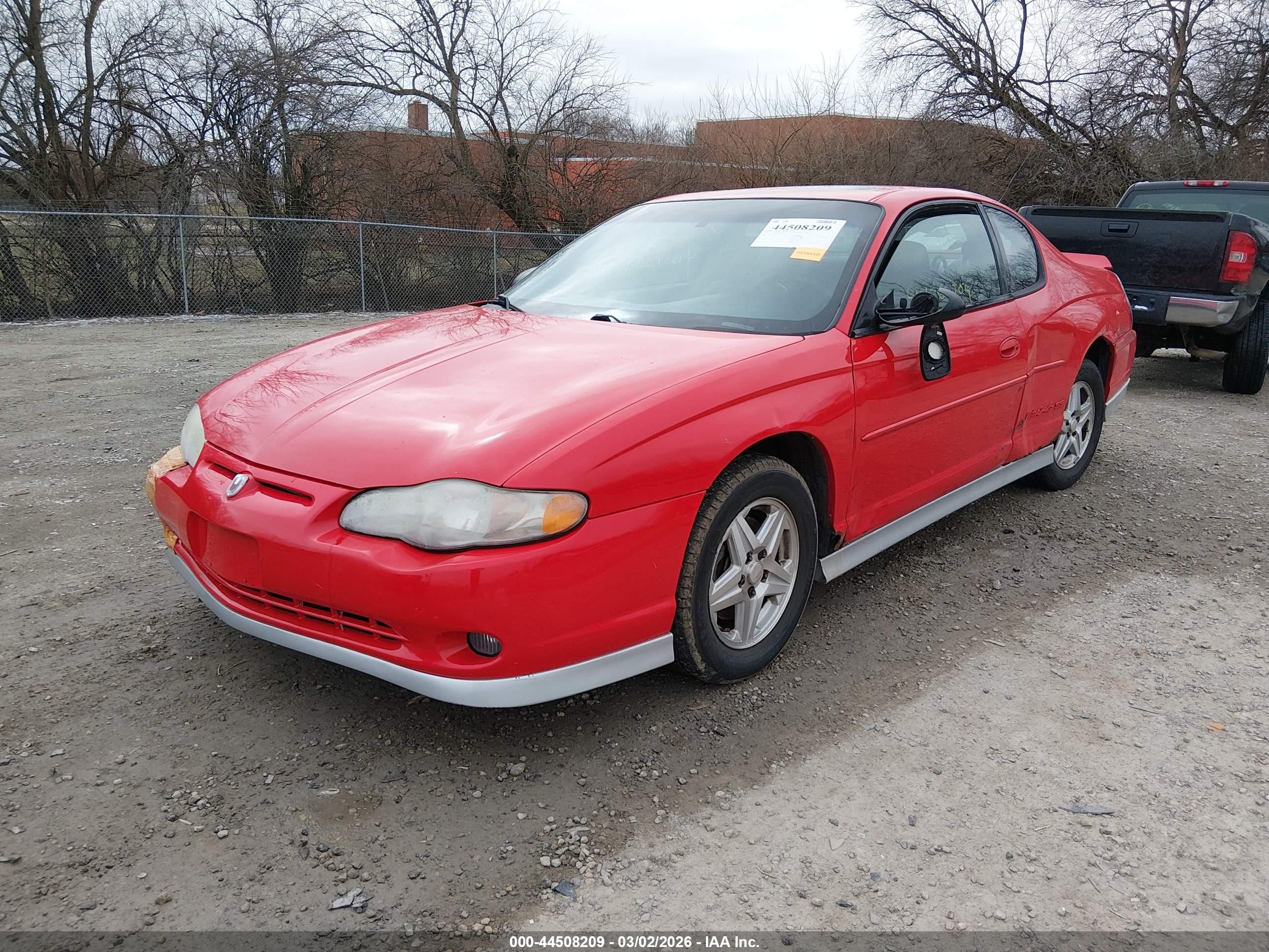 2001 Chevrolet Monte Carlo Ss Red vin: 2G1WX15K119211939