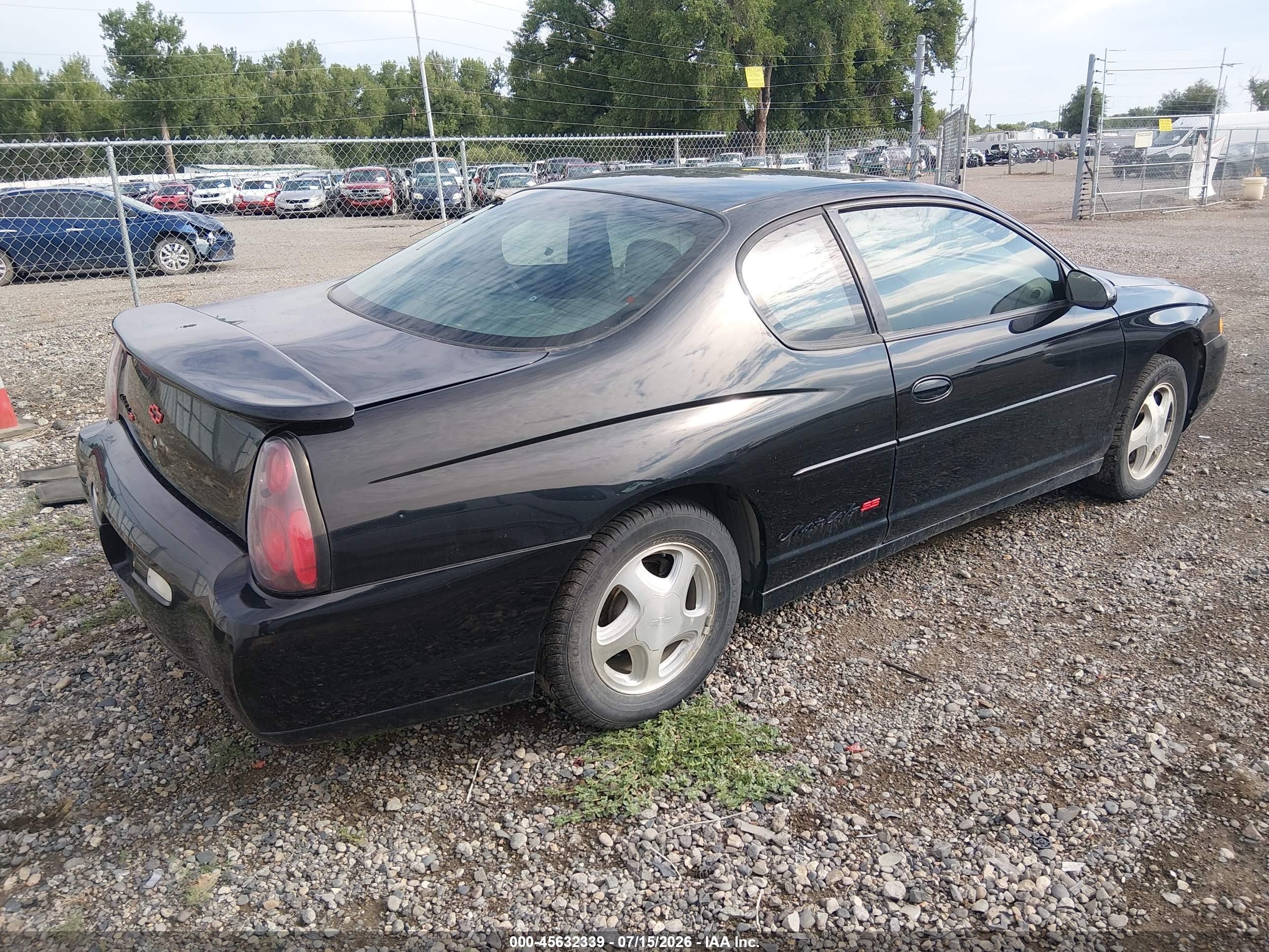 2003 Chevrolet Monte Carlo Ss Черный vin: 2G1WX15K139159313