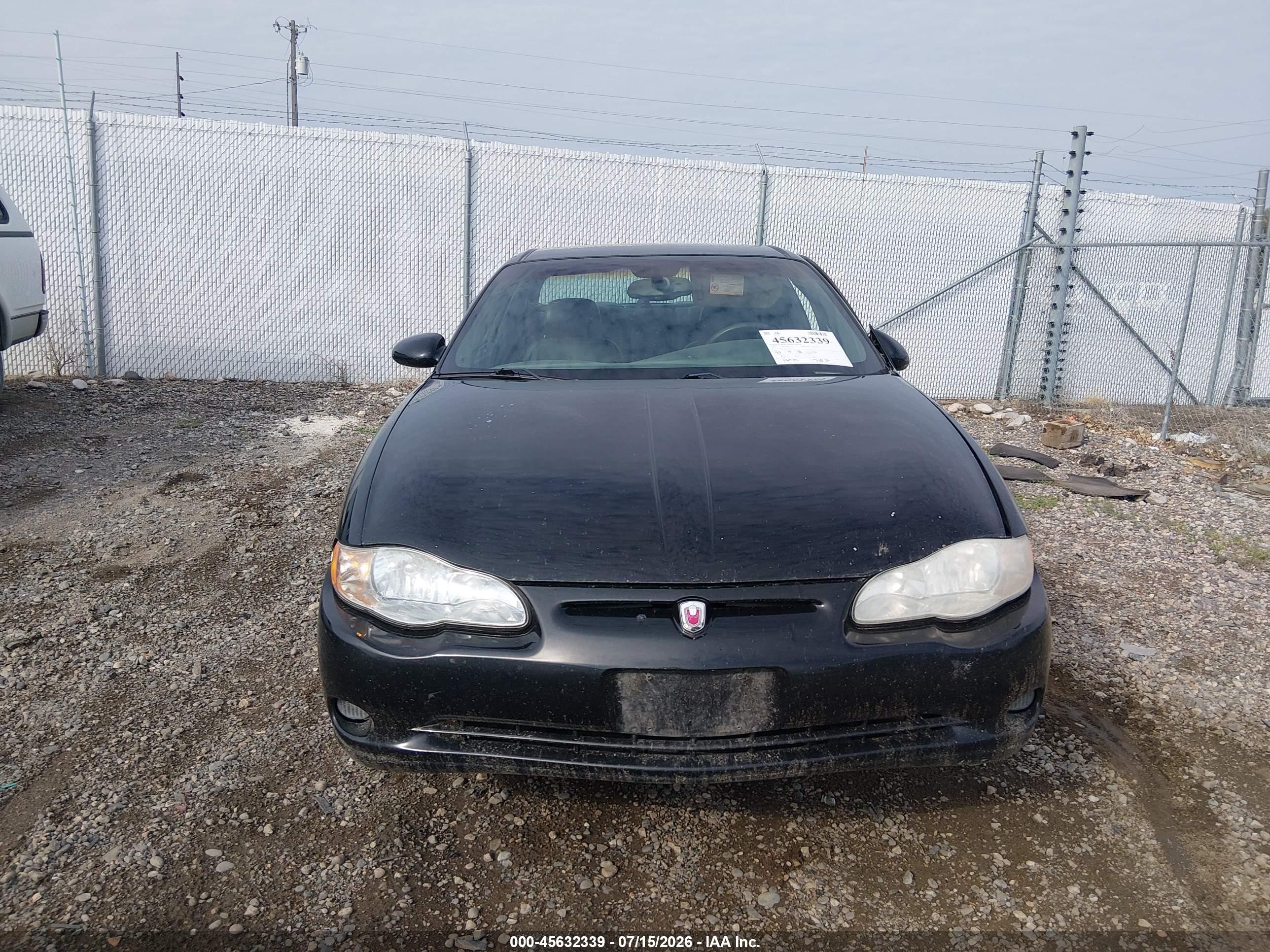 2003 Chevrolet Monte Carlo Ss Черный vin: 2G1WX15K139159313