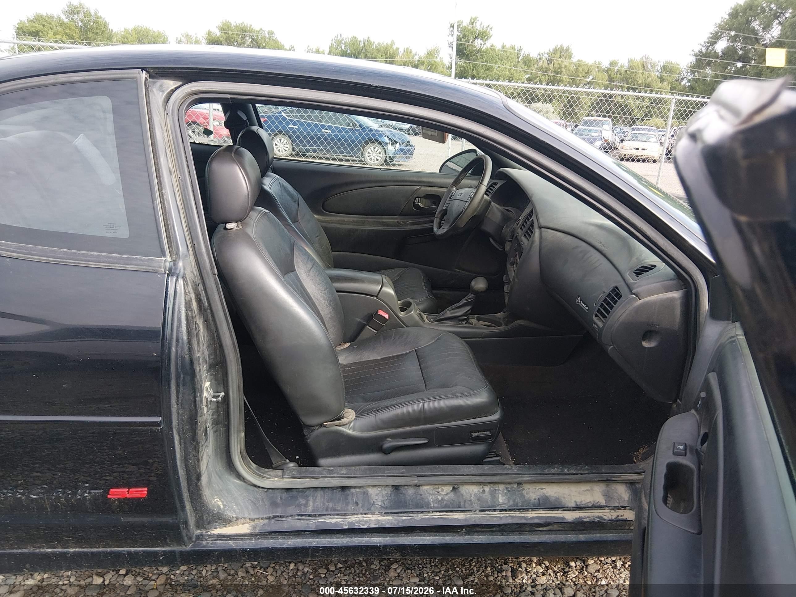 2003 Chevrolet Monte Carlo Ss Черный vin: 2G1WX15K139159313