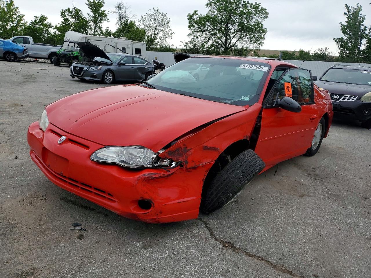 2001 Chevrolet Monte Carlo Ss Red vin: 2G1WX15K219291655