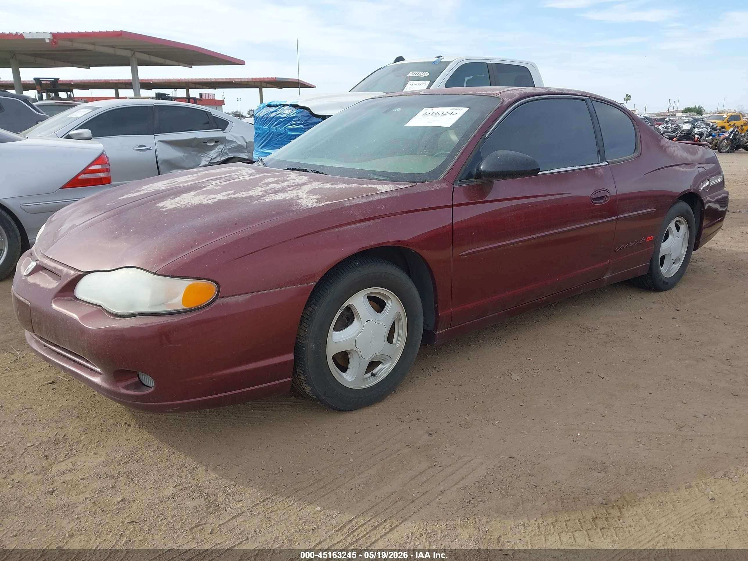 2001 Chevrolet Monte Carlo Ss Maroon vin: 2G1WX15K219307725