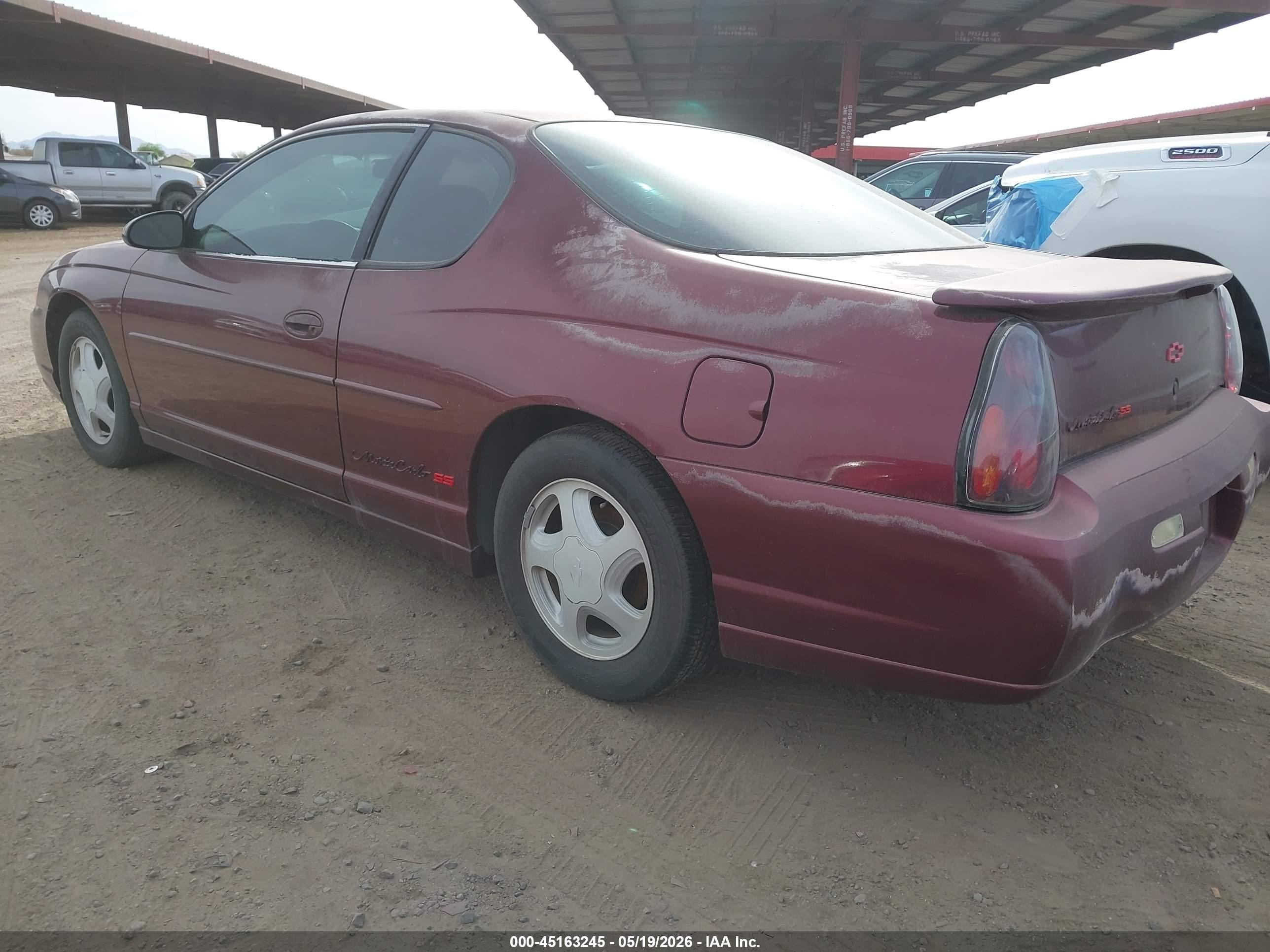 2001 Chevrolet Monte Carlo Ss Maroon vin: 2G1WX15K219307725
