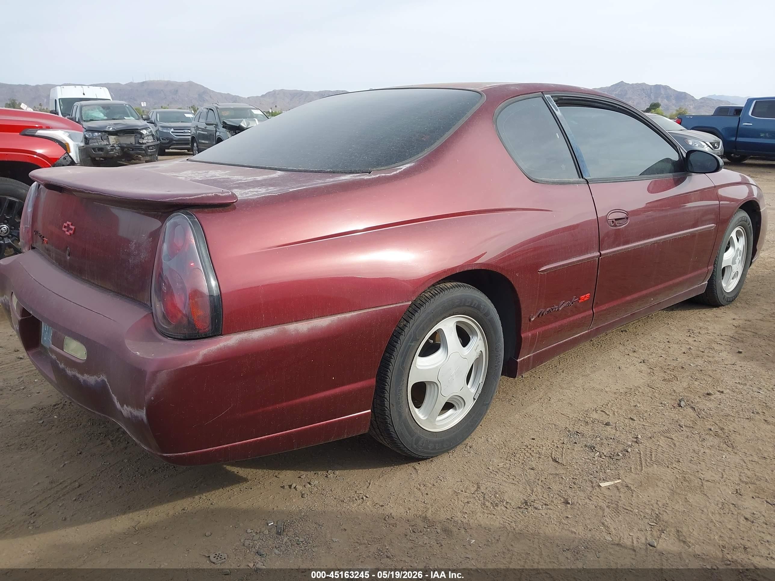 2001 Chevrolet Monte Carlo Ss Maroon vin: 2G1WX15K219307725