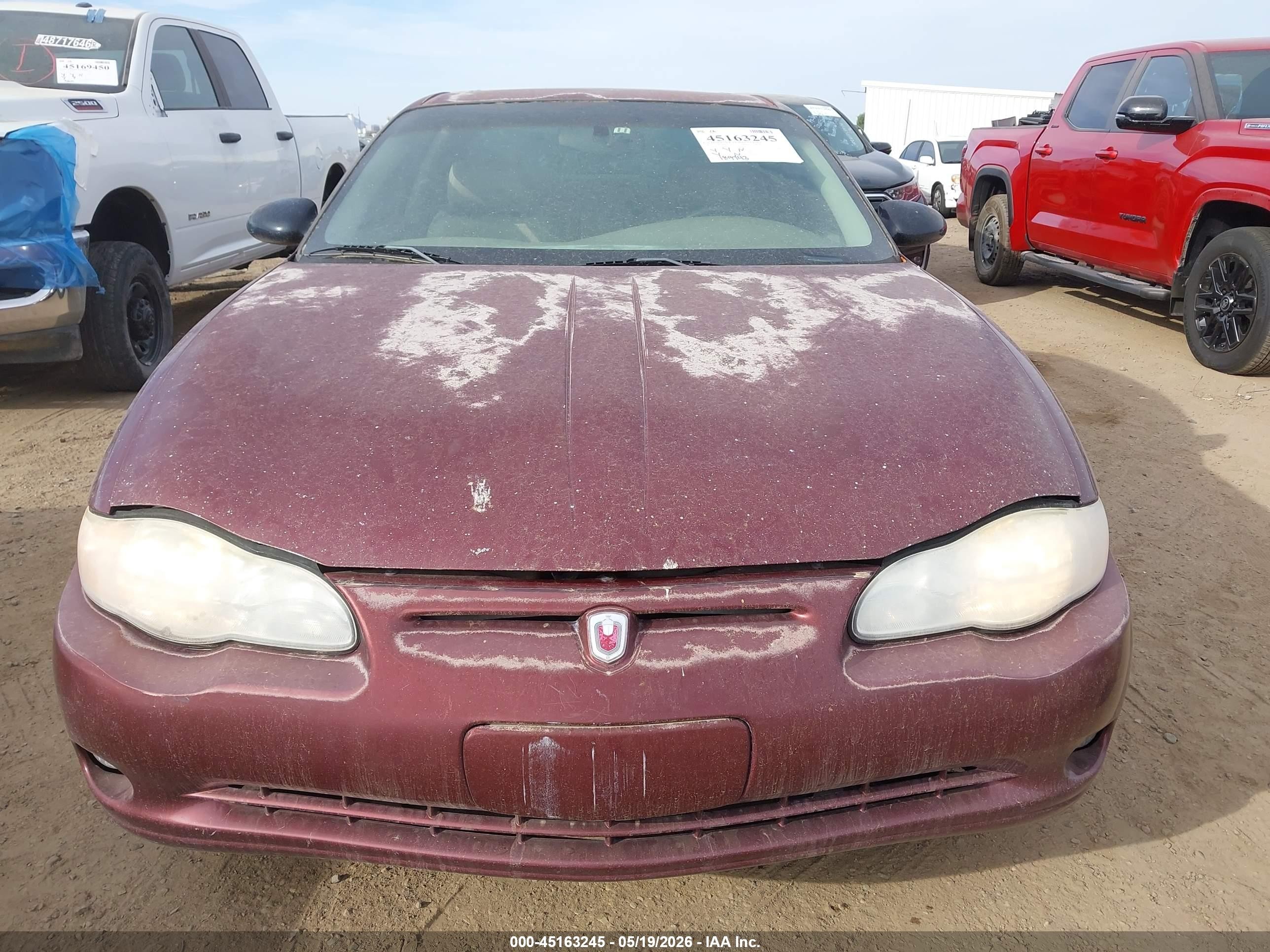 2001 Chevrolet Monte Carlo Ss Maroon vin: 2G1WX15K219307725