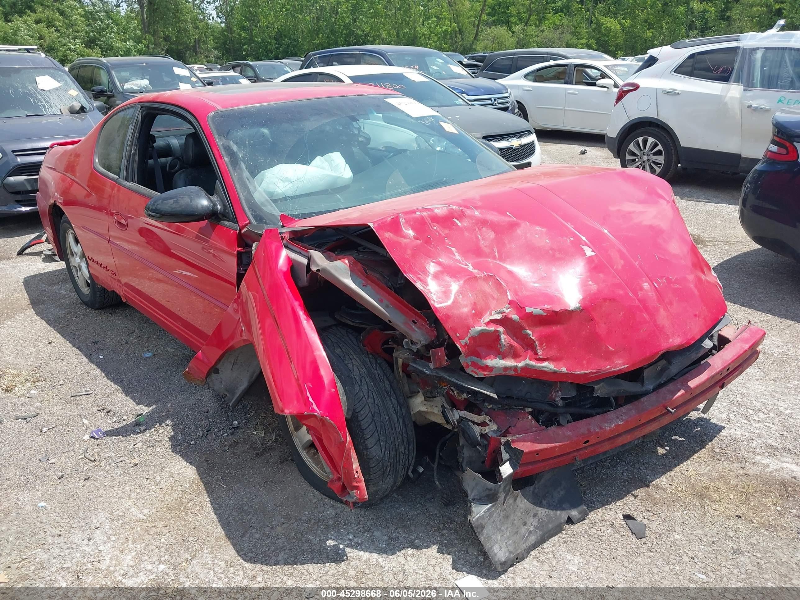 2002 Chevrolet Monte Carlo Ss Red vin: 2G1WX15K229183585