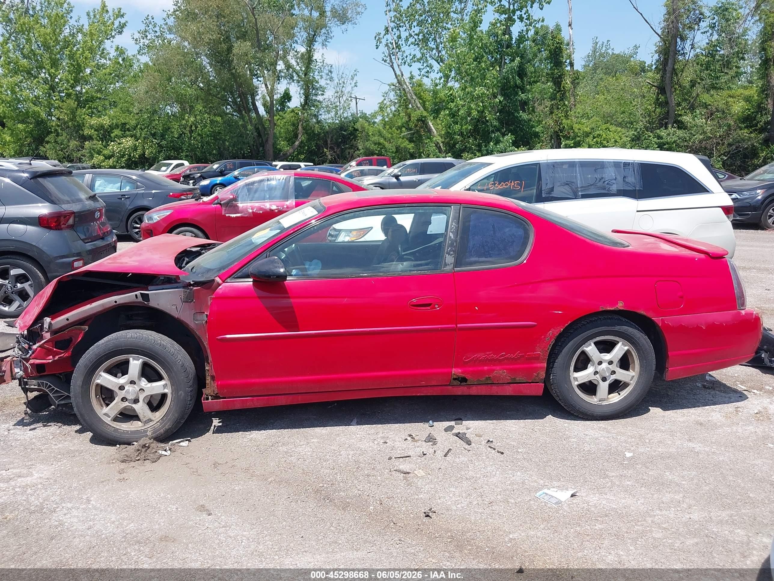 2002 Chevrolet Monte Carlo Ss Red vin: 2G1WX15K229183585