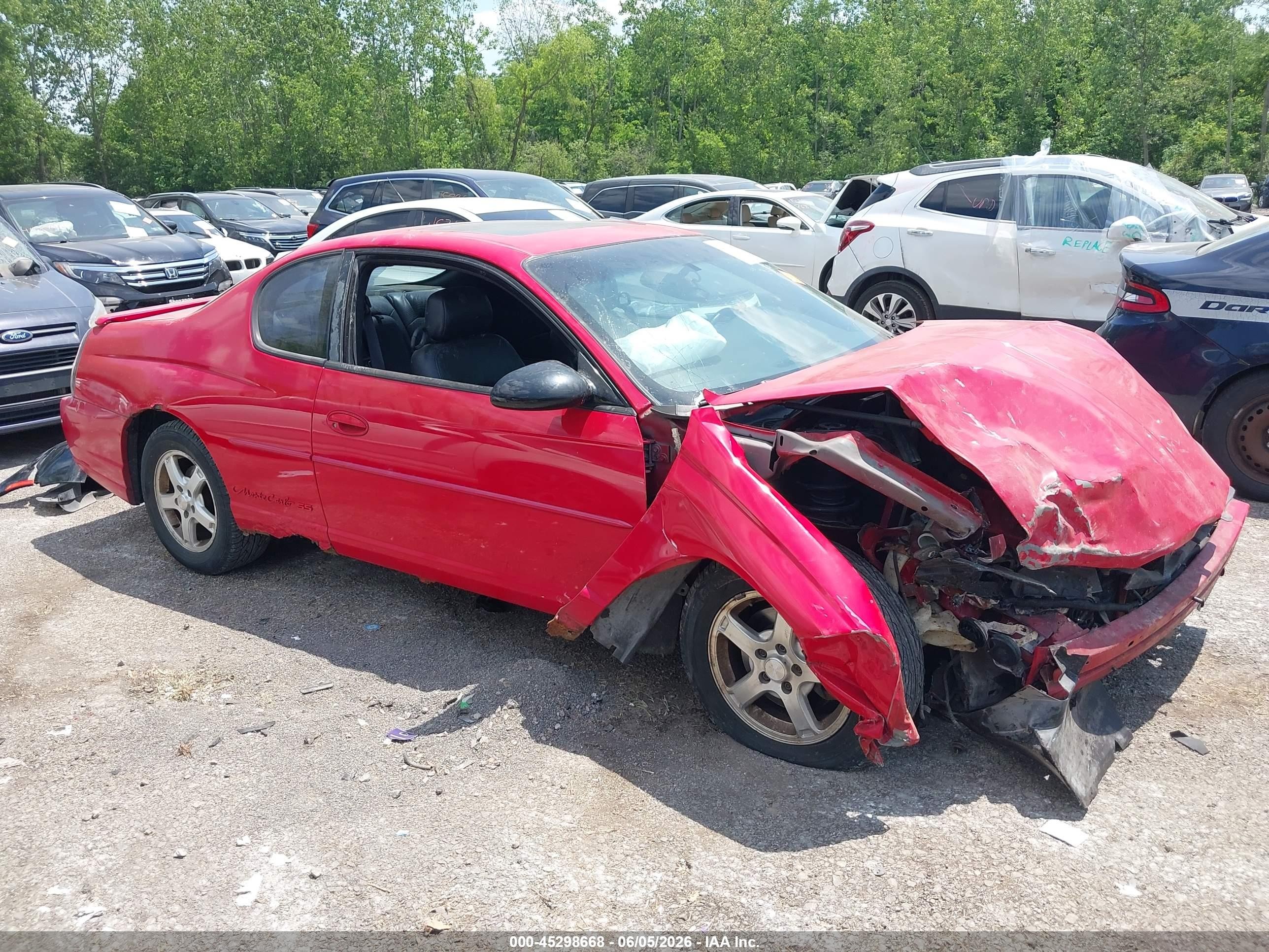 2002 Chevrolet Monte Carlo Ss Red vin: 2G1WX15K229183585