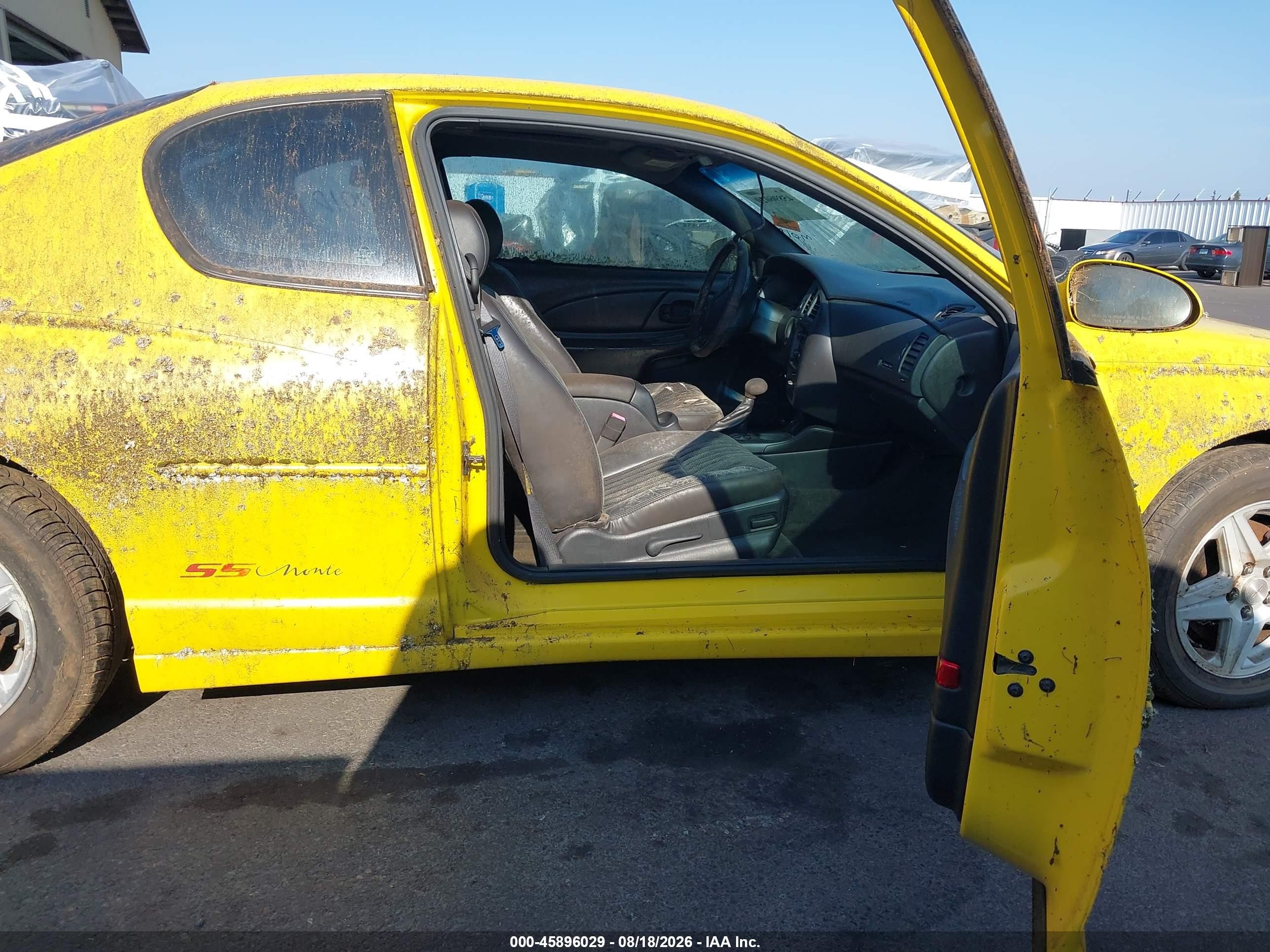 2004 Chevrolet Monte Carlo Ss Yellow vin: 2G1WX15K249208178